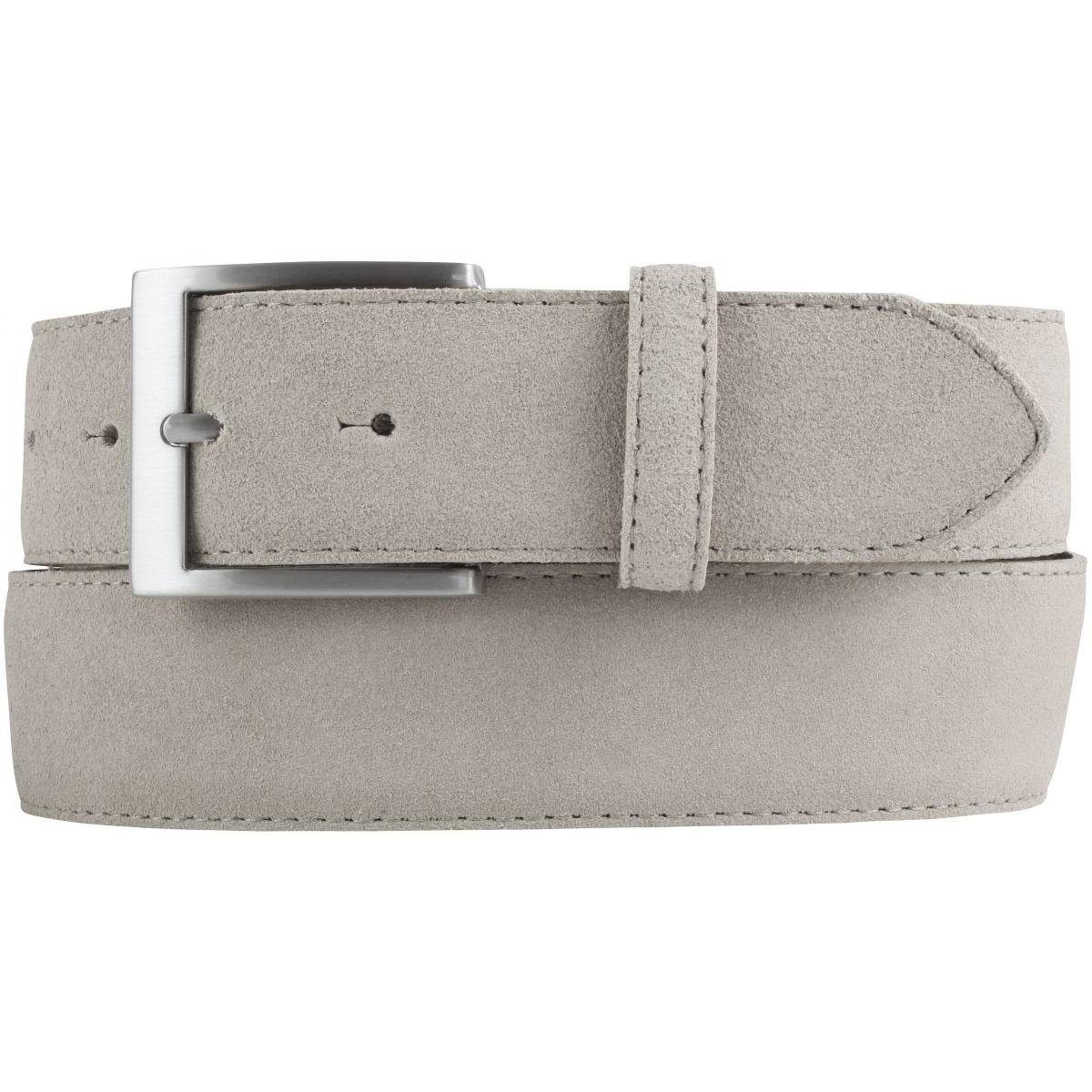 BELTINGER Ledergürtel Gürtel aus Veloursleder 4 cm - Hochwertiger Velour-Ledergürtel für Her Hellgrau, Silber | Gürtel