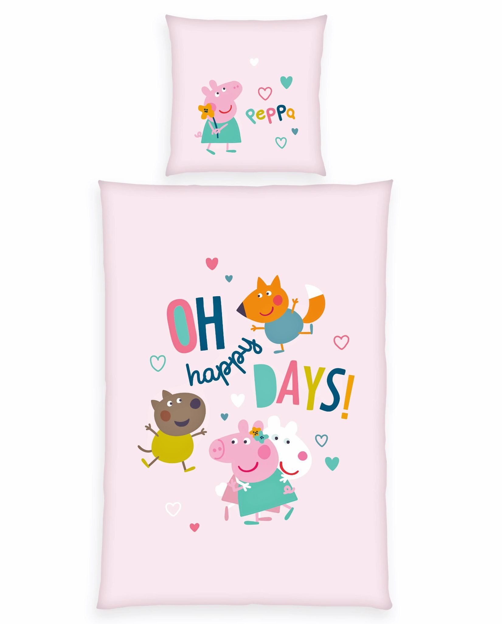 Jugendbettwäsche 135x200cm Peppa Pig Oh happy Days