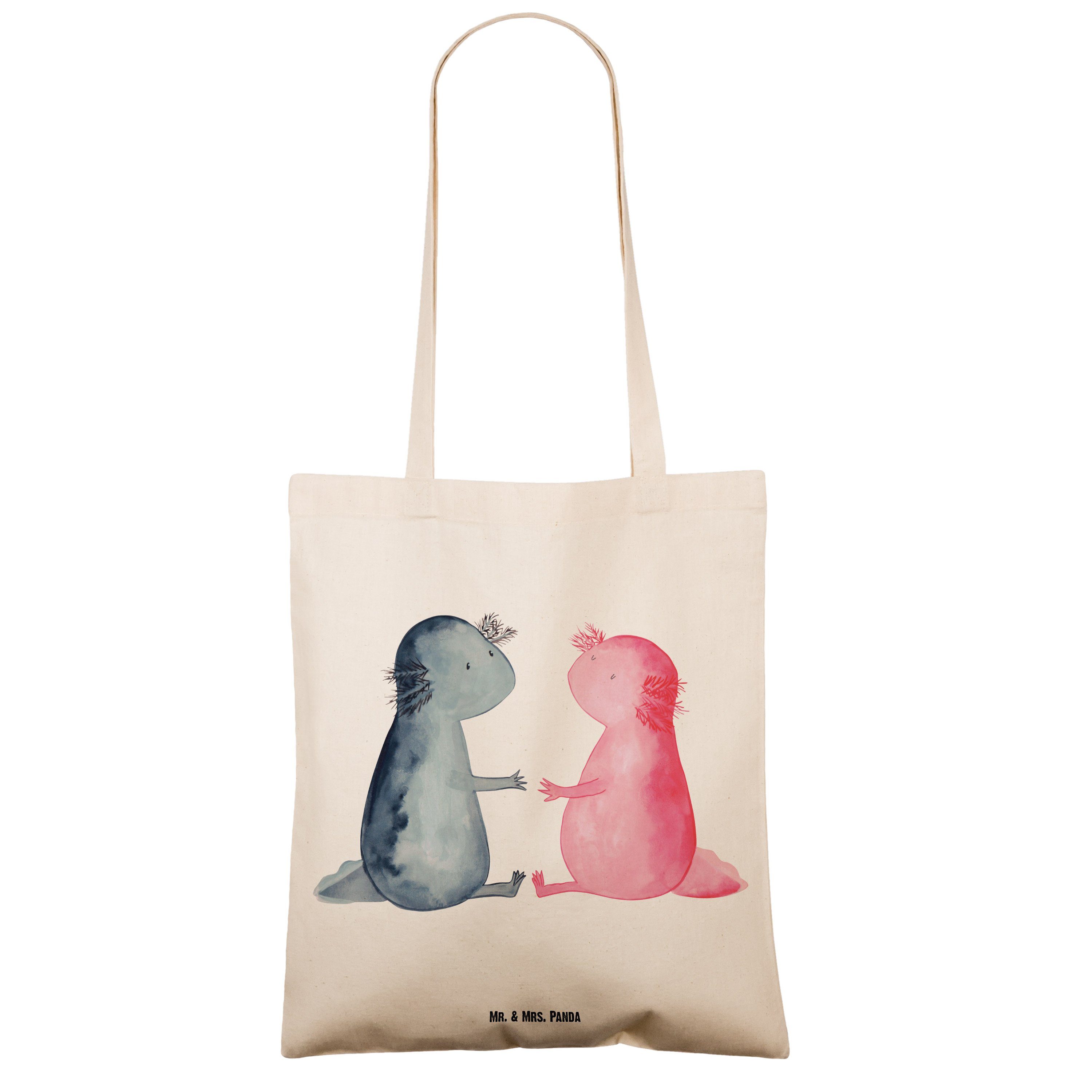 Mr. & Mrs. Liebe Axolotl Panda - (1-tlg) Geschenk, Transparent große Einkaufstasche, Liebe, Tragetasche 