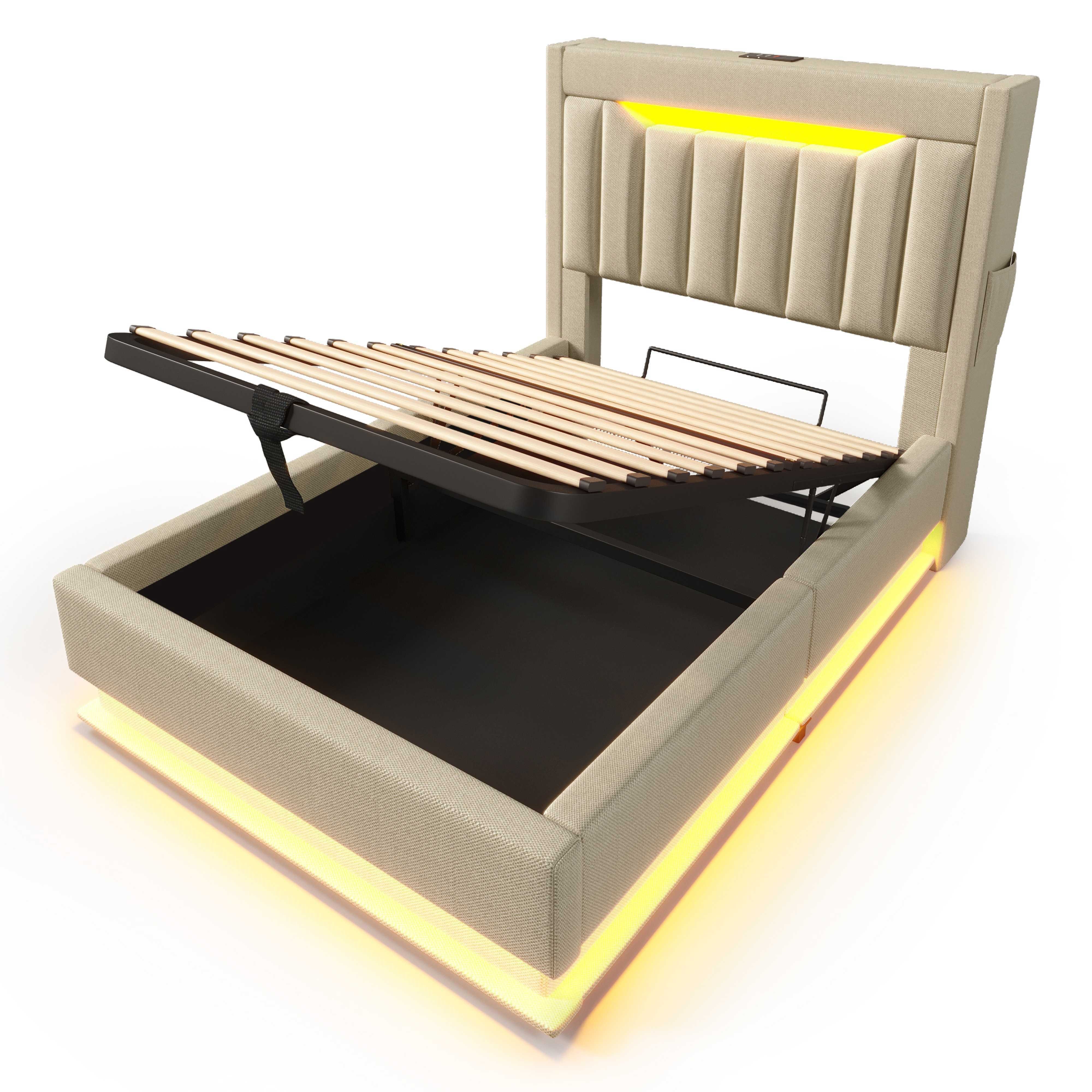 BlingBin Polsterbett Stauraumbett (1-tlg., hydraulischem Stauraum und Regal günstig online kaufen