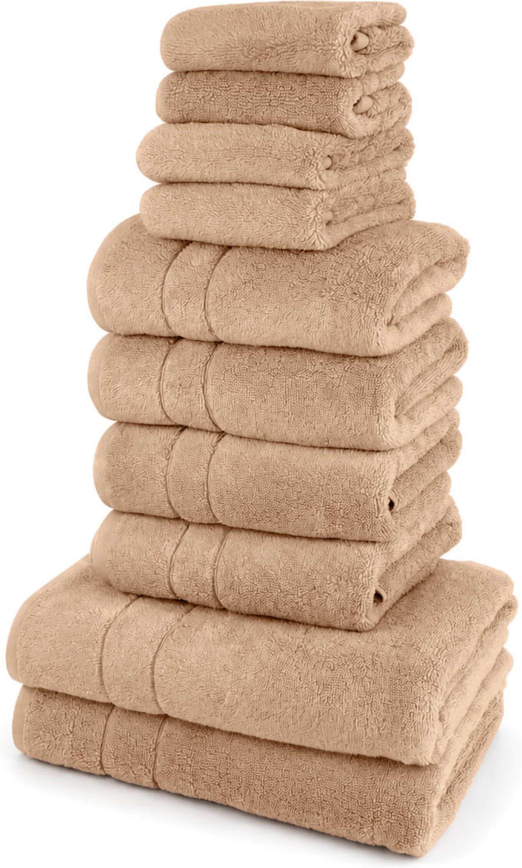 OTTO home Handtuch Set Inga, 3 Qualitäten, Duschtücher, Handtücher, Gästetücher, Seiftücher, Walkfrottier (10-St), Handtücher mit feiner Bordüre, 100% Baumwolle