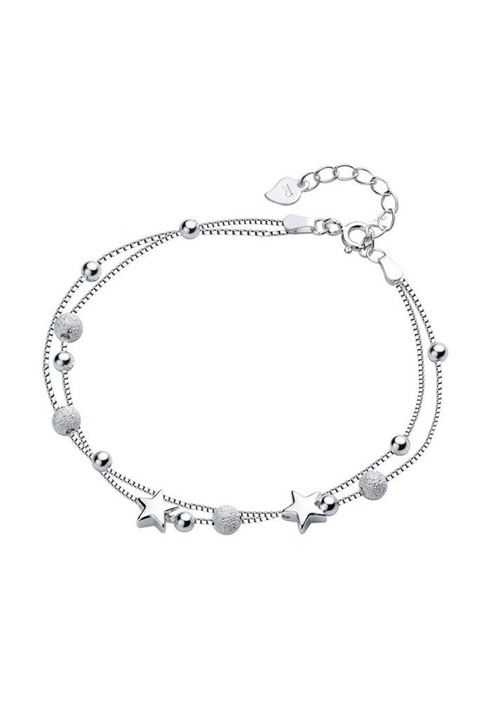 Color Design Silberarmband Armband aus 925 Silber CD-SMK-86, Armkette mit Sternen und Kugel, Länge verstellbar inkl. Geschenkbeutel