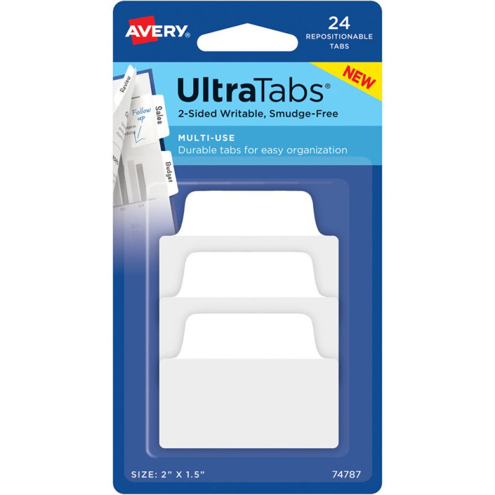 Avery Zweckform Notizzettel AVERY Zweckform UltraTabs Multi-Use Haftmarker weiß 24 Blatt