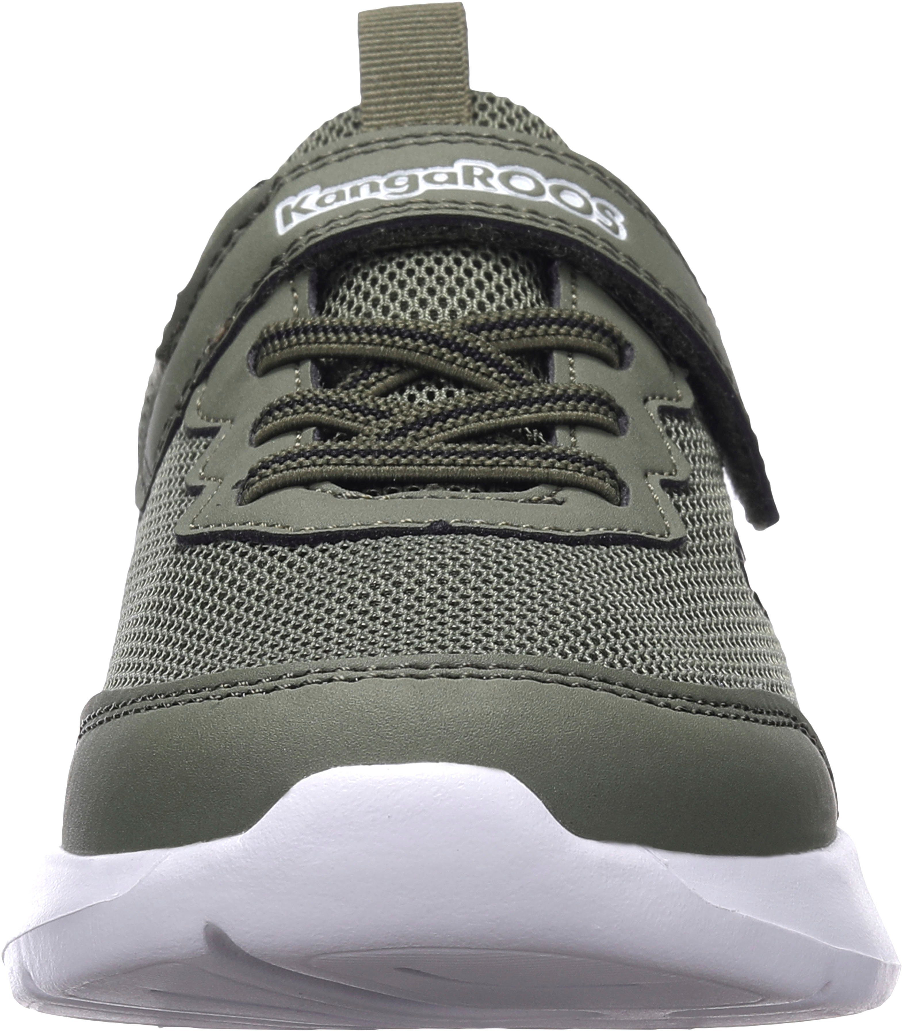 KangaROOS KL-Rise Sneaker olive und EV mit elastischen Schnürsenkeln Klettverschluss