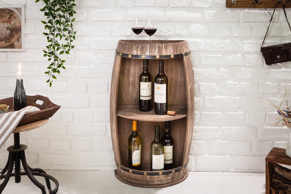 riess-ambiente Weinregal BODEGA 79cm natur, Einzelartikel 1-tlg., Holz · Flaschenregal · Shabby Chic · Weinfass · Pinie