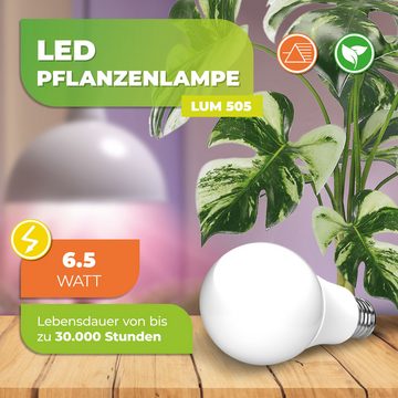 Bio Green LED-Lichtsystem Energiesparende LED Pflanzenlampe "LUM 505" mit 6,5 Watt E27-Fassung, E27, 1 St., weiß