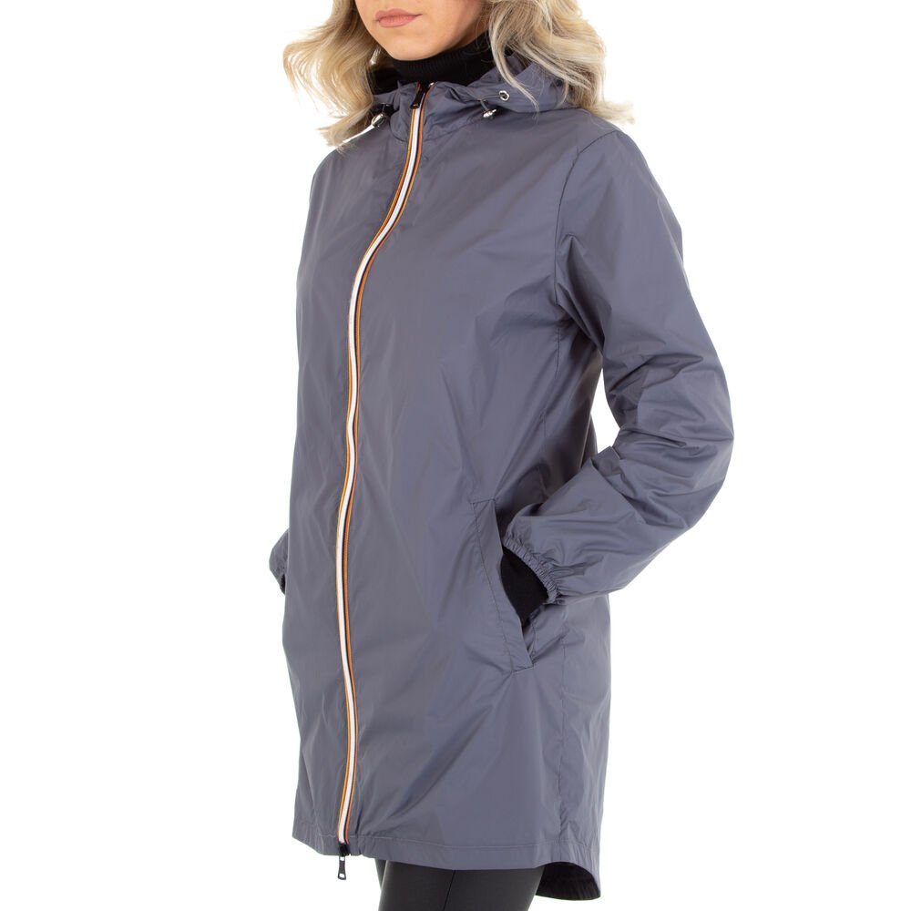 Damen Jacken Ital-Design Steppjacke Damen Freizeit Kapuze Jacke in Grau