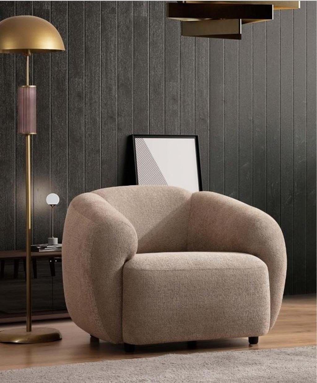 (1-St., Made JVmoebel Sessel), Luxus Sessel in Textil Beige Sitzer Sessel Luxus Design Modern Sessel Europa Relax
