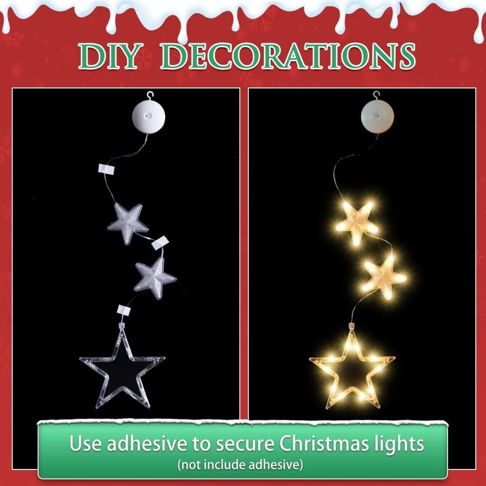 Hängende Fenster Glocke Beleuchtetes Saugnapf JOYOLEDER mit Lichterkette Deko Weihnachtsbeleuchtung Lichtervorhang, LED