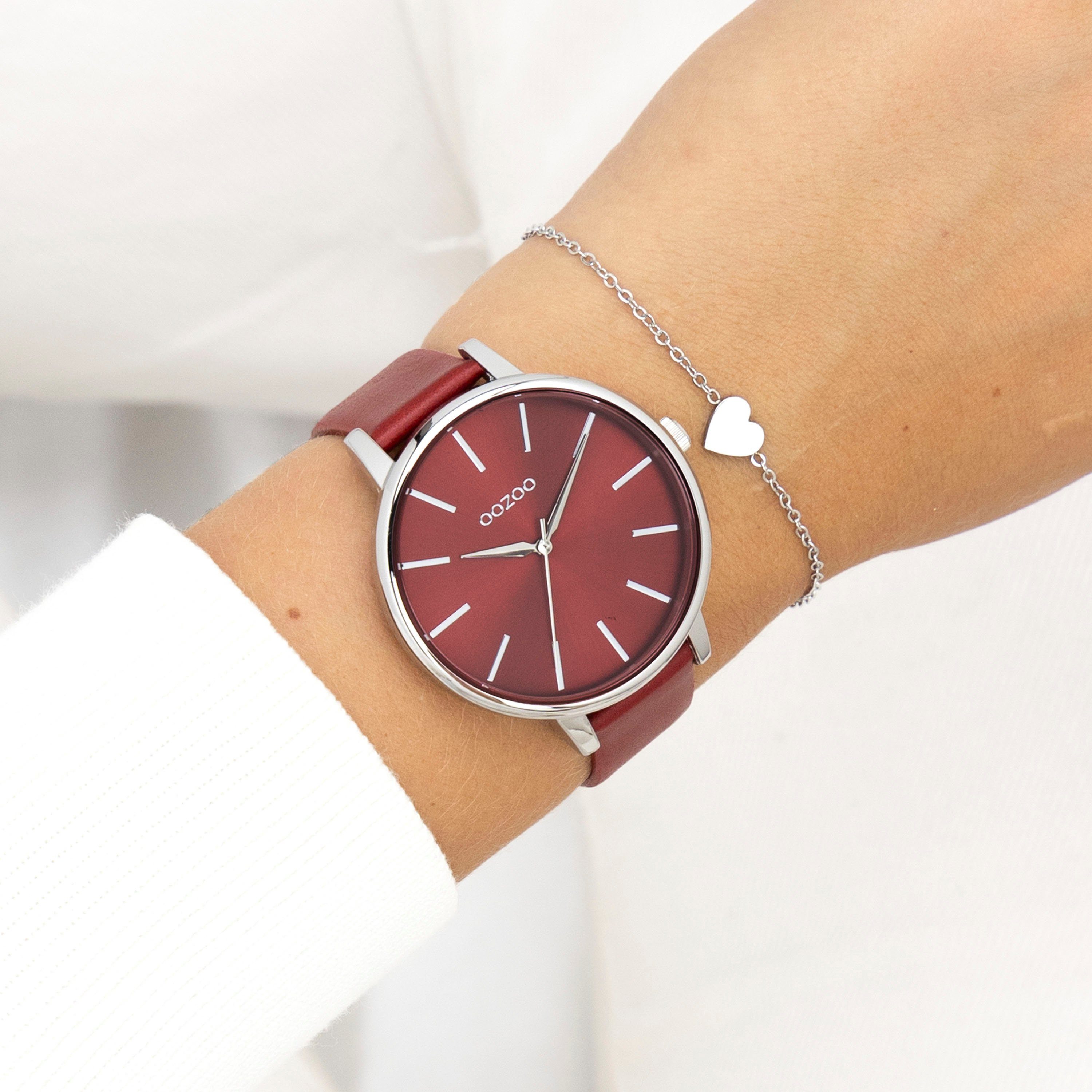 OOZOO Quarzuhr C11299, Armbanduhr, Damenuhr, Herrenuhr, Lederarmband