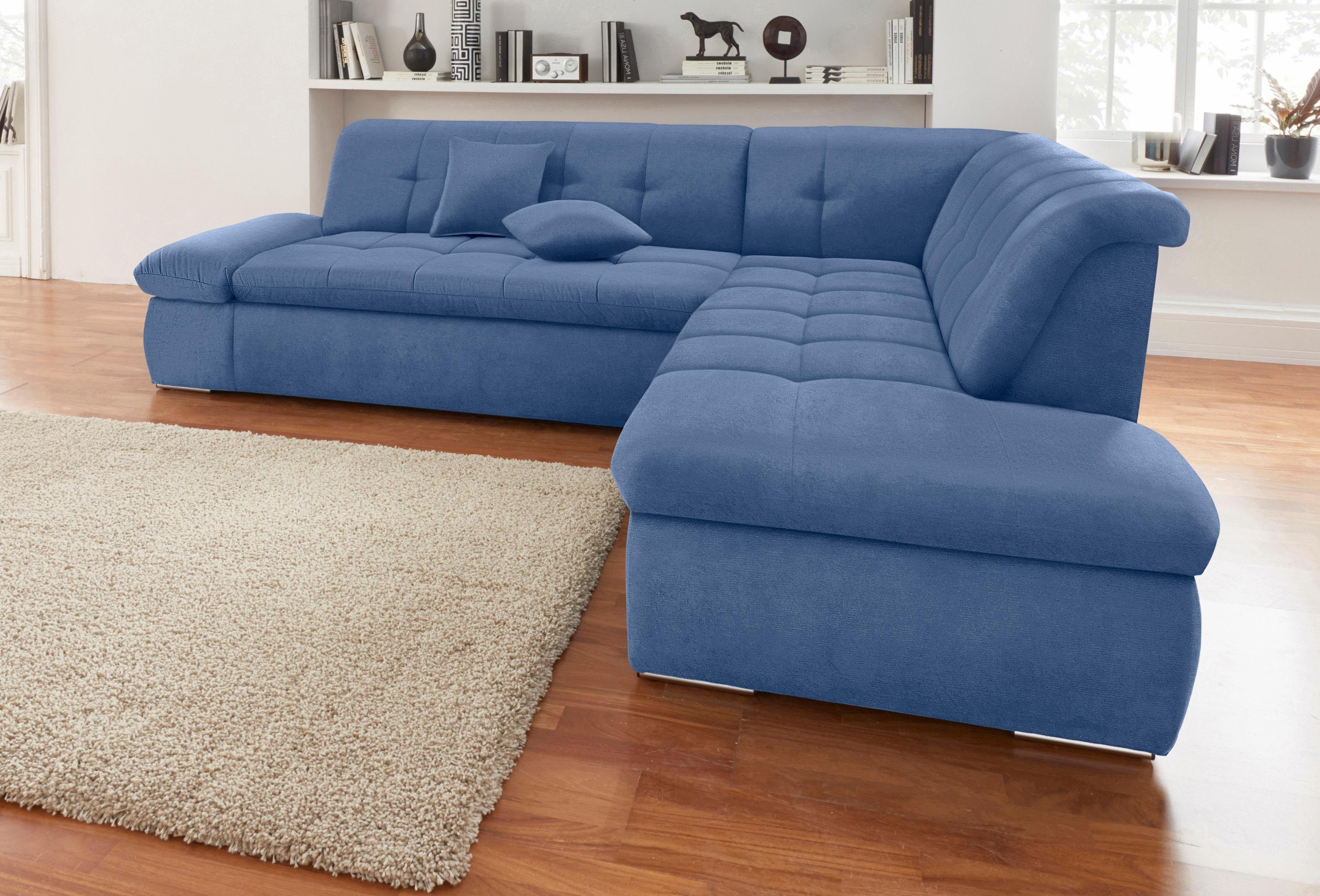 DOMO collection Ecksofa NMORIC inkl. Zierkissen 273x216x80 cm L-Form, Ottomanen-Abschluss, wahlweise mit Bettfunktion und Armlehnverstellung