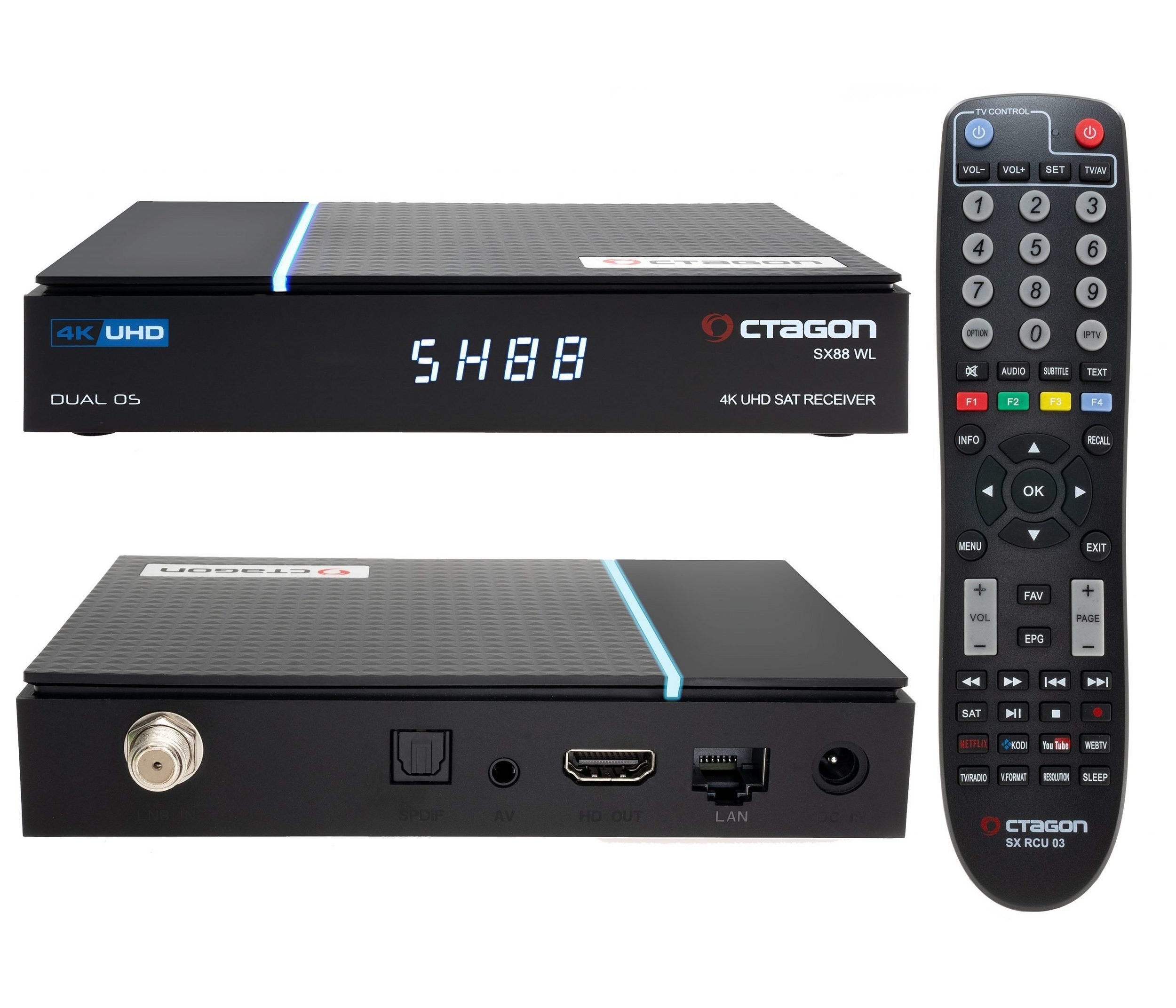 SX88 WL V2 4K UHD S2+IP 5G Wi-Fi 1xDVB-S2 E2 Linux TV Sat Receiver SAT-Receiver