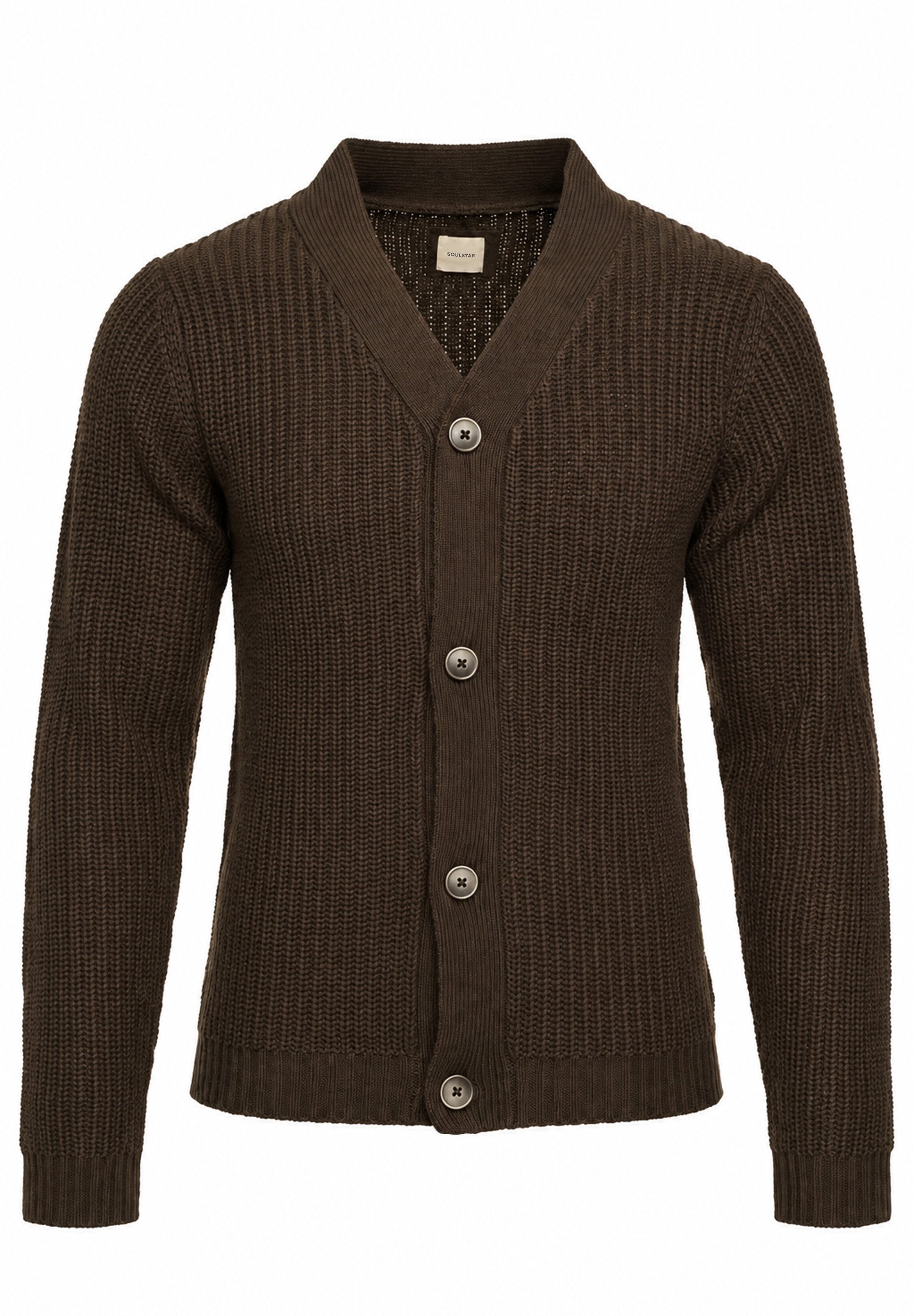 SOULSTAR Cardigan als Grobstrick Strickjacke Pullover für Herren Männer Winterpullover mit V-Ausschnitt - Regular-Fit Strickweste