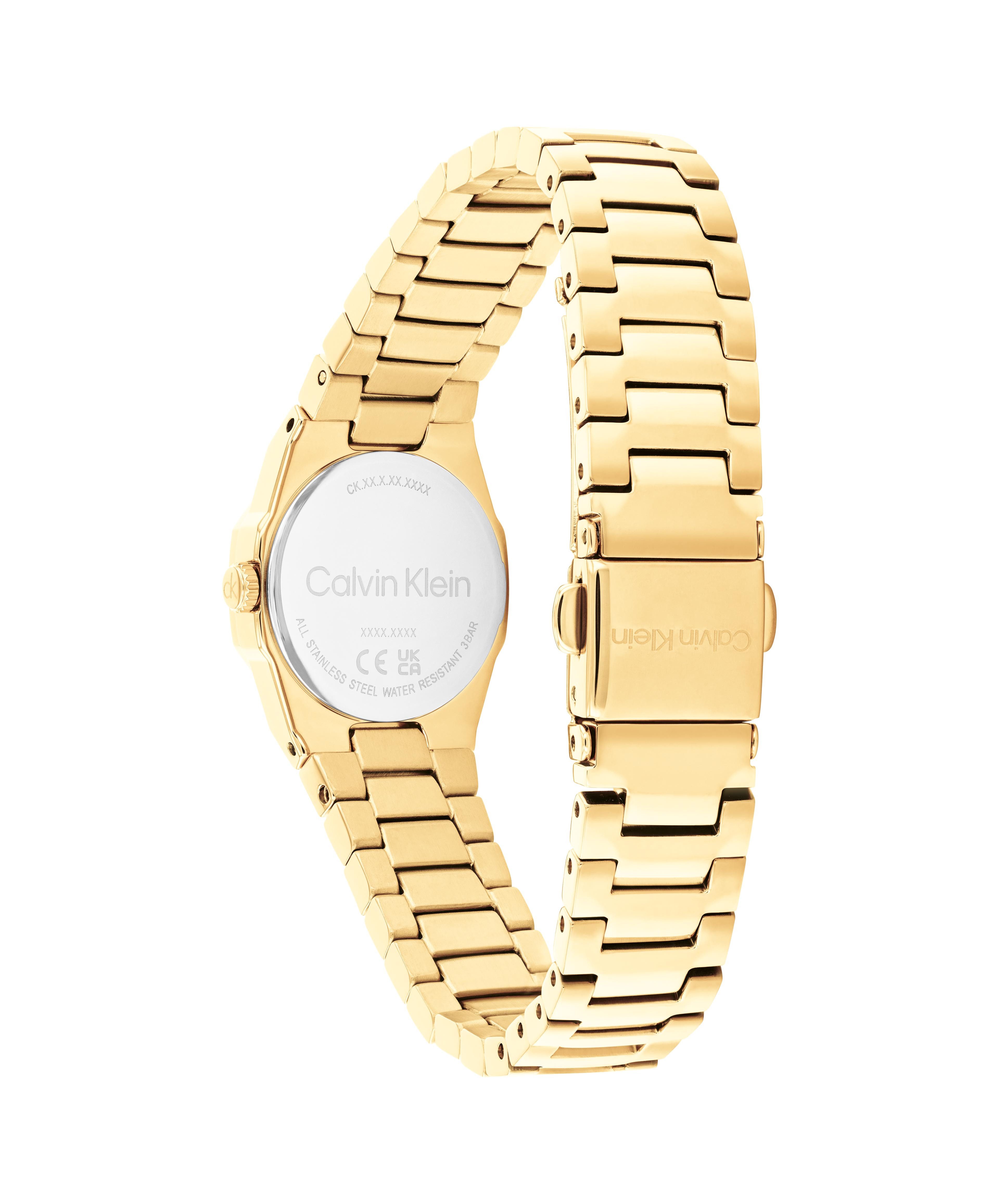 Calvin Klein Quarzuhr Geometric Elegance 25100142, Armbanduhr, Damenuhr, Edelstahlarmband, analog