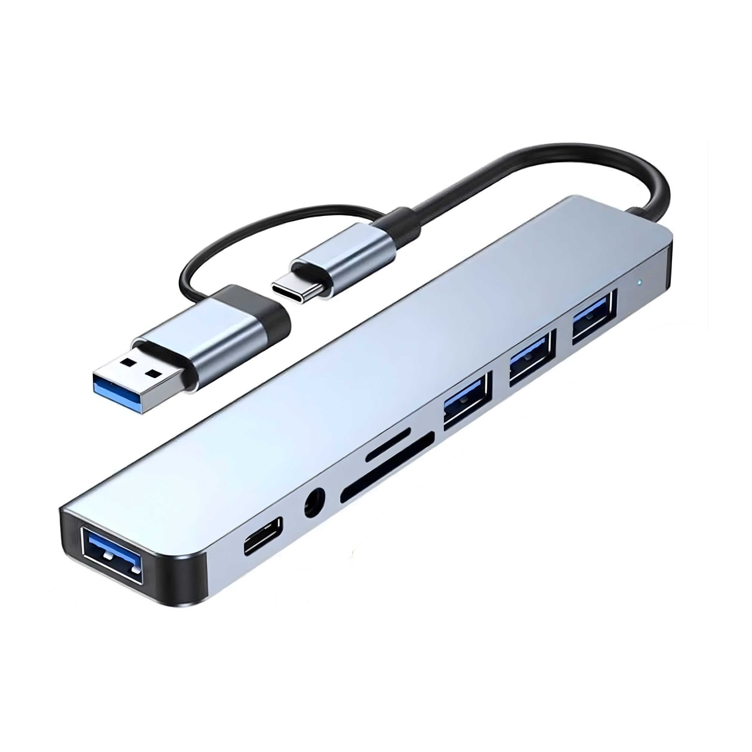 Charge Laptop-Dockingstation USB USB-C Hub 8 in 1 Adapter USB-C USB 3.1 microSD & SD-Slot 3,5mm AUX, Universell kompatibel mit macOS, Windows, Linux