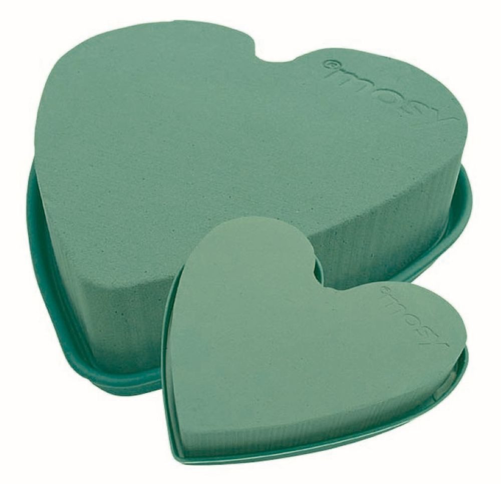 Bastelfilz Steckmoos-Herz, 20 cm, m. Plastikunterl, Gießrand, Wasserspeicher