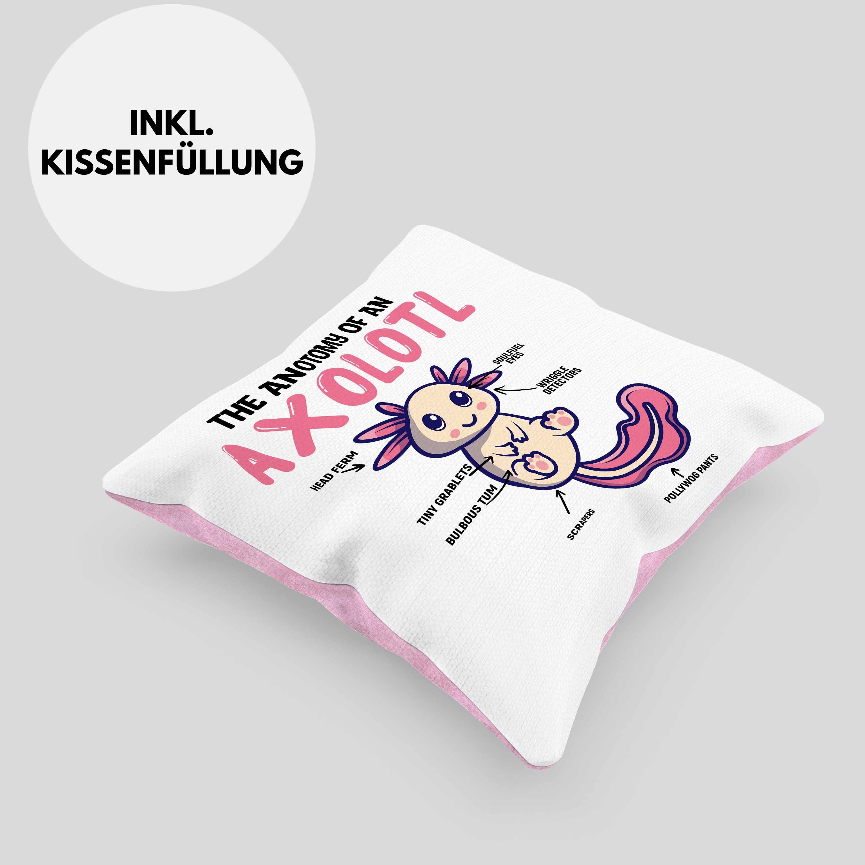 Geschenk Dekokissen Axolotl für mit 40x40 Trendation Füllung - Trendation Kissen Dekokissen Rosa Schwanzlurch-Liebhaber