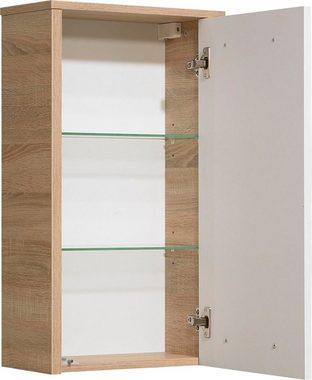 Saphir Hängeschrank Quickset 382 Wand-Badschrank mit 1 Tür und 2 Einlegeböden Badezimmer-Hängeschrank, 40 cm breit, inkl. Türdämpfer, Weiß Hochglanz