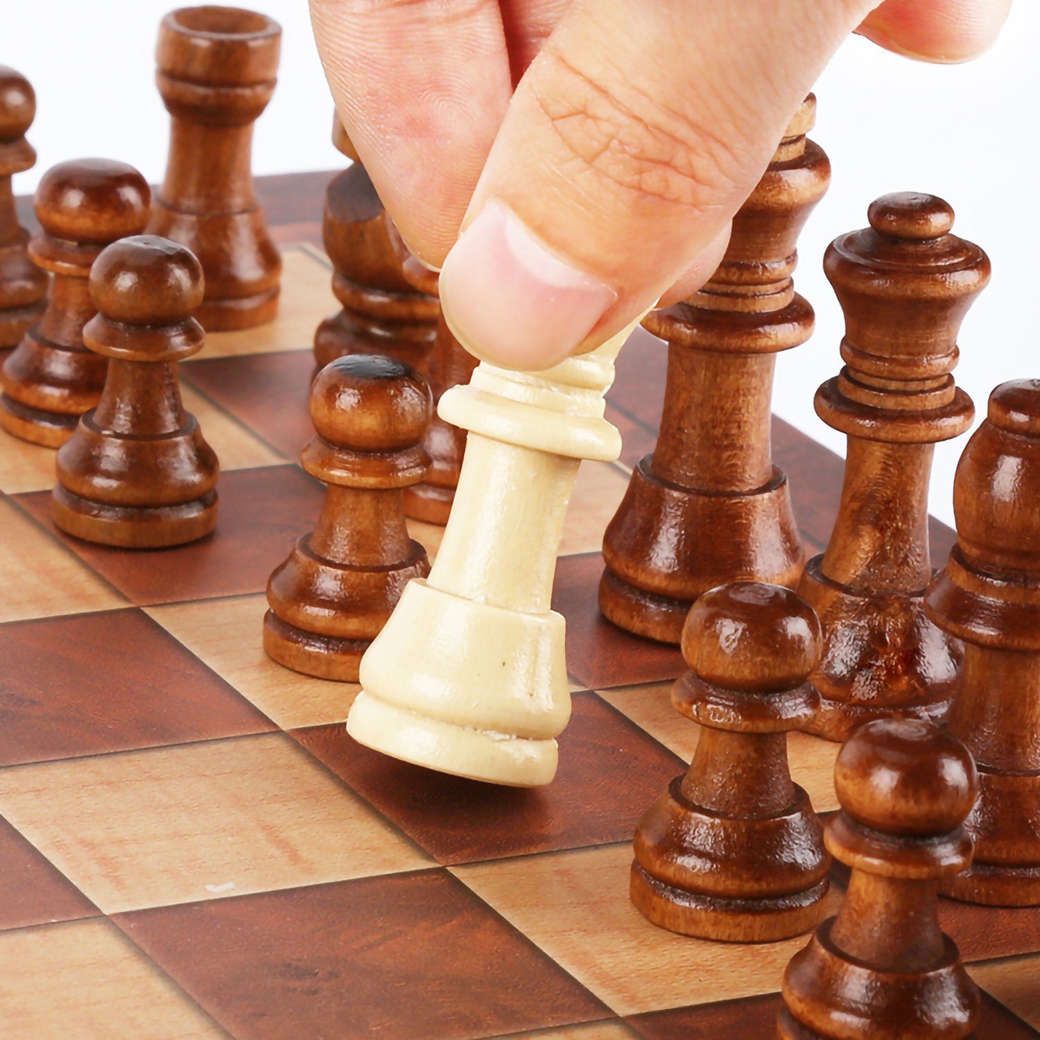 Lospitch Spiel, Schachspiel Figuren Schach-Set aus 29*29CM 3 Schach inkl Holz in1