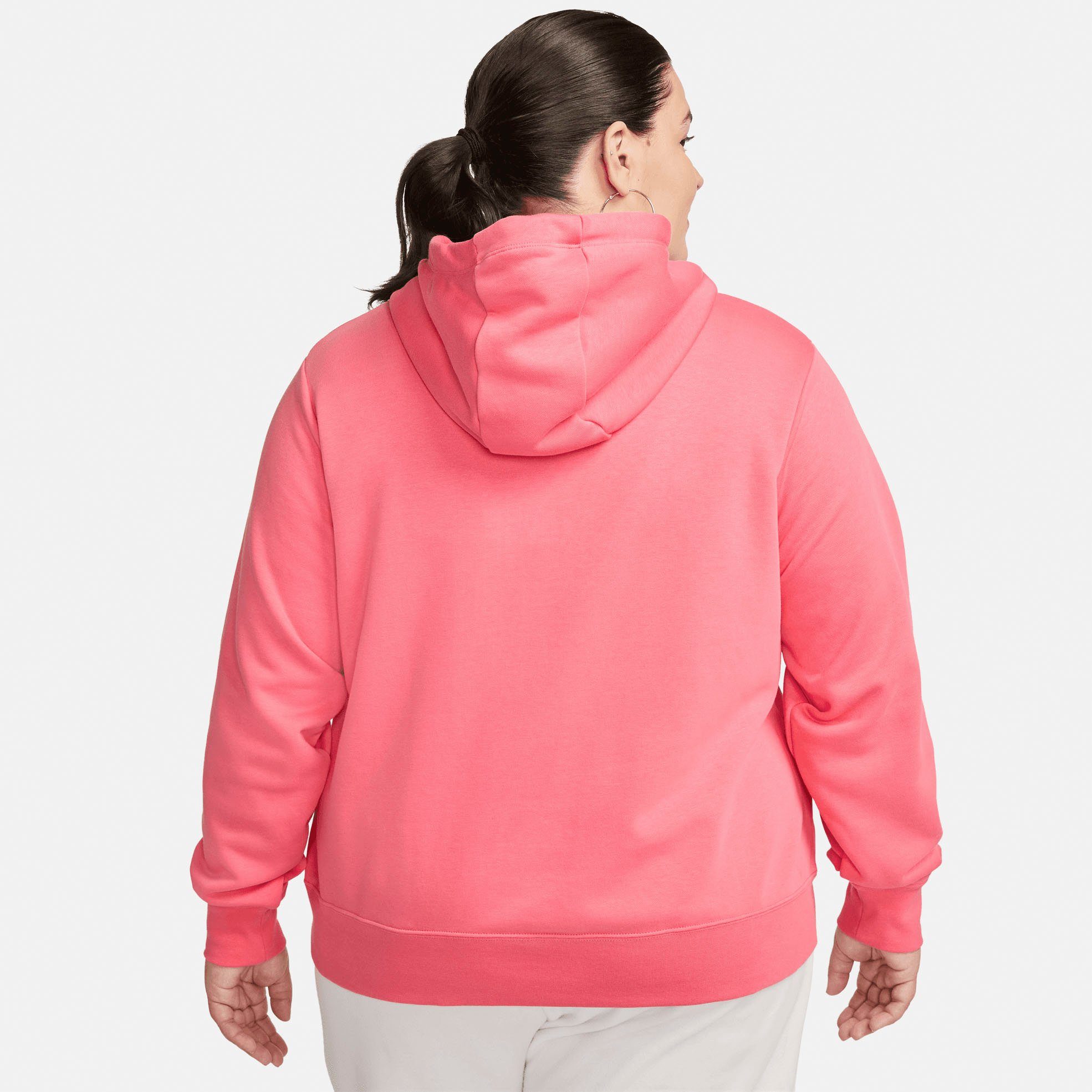 Fleece orange Women's Nike Pullover Sportswear Club Hoodie Size) Kapuzensweatshirt (Plus