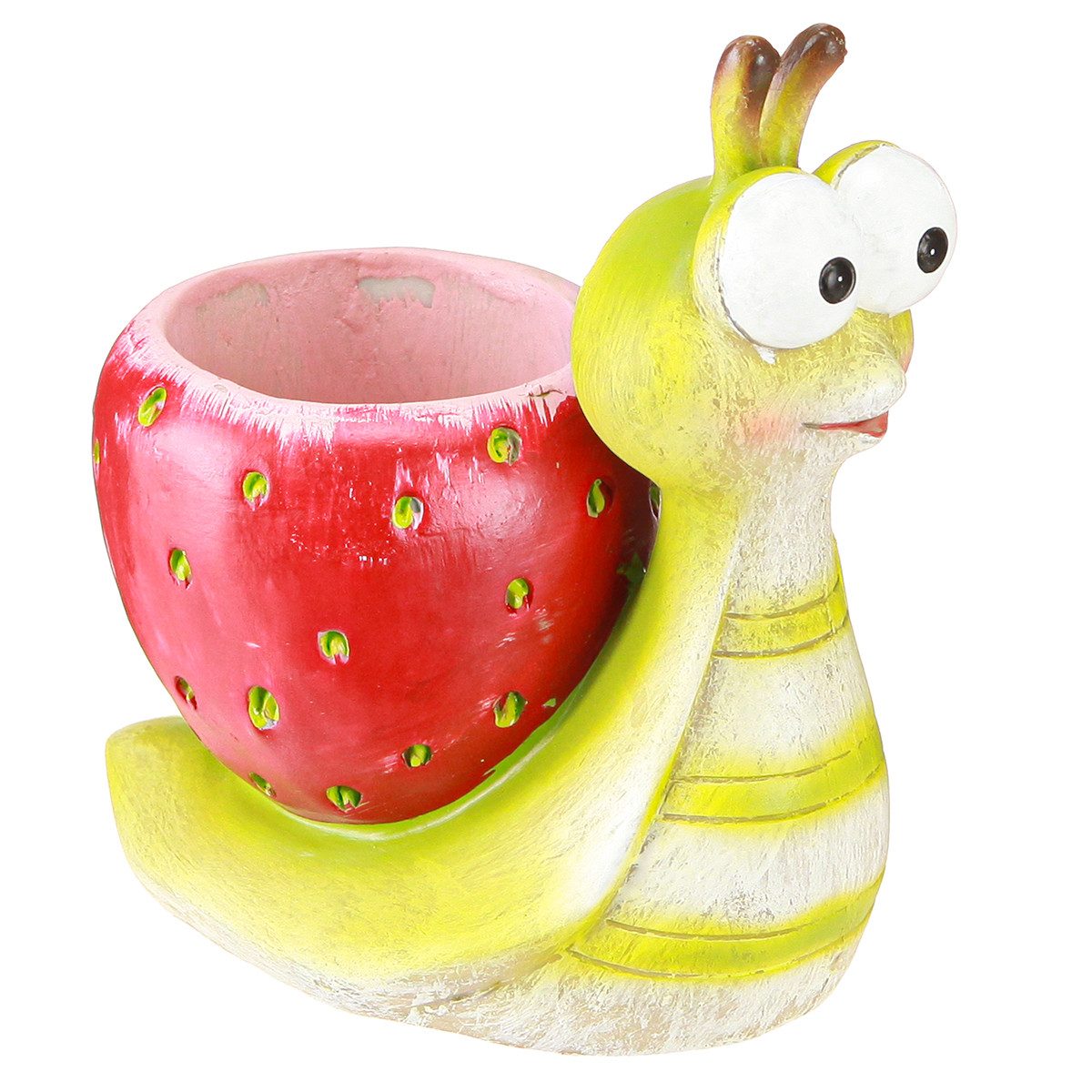 Dekofigur Deko Schnecke Keramik Blumentopf Erdbeer Grün Rot
