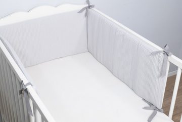 ULLENBOOM ® Bettnestchen Baby Nestchen Grau 210x30 cm (Made in EU), Bezug 100% Baumwolle, (1-tlg), Passend für Babybett 140x70 cm, Weiche Babybettumrandung