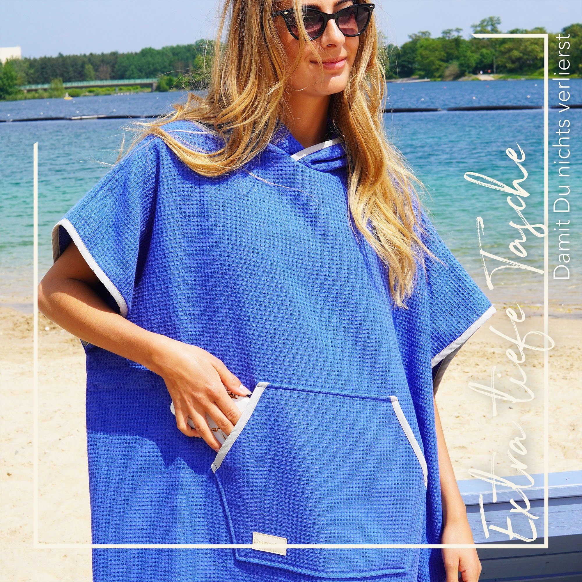 blanketino Badeponcho Strandponcho aus Baumwolle, Kapuze, günstig online kaufen