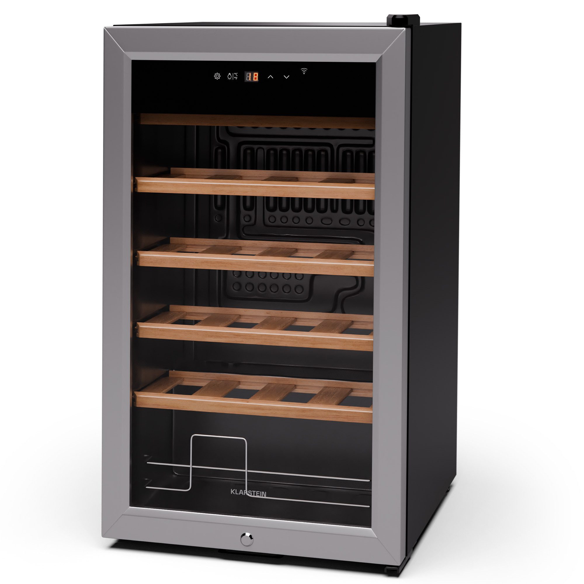 Klarstein Weinkühlschrank Shiraz Premium Smart 24 Weinkühl 24 Fl 5-18°C Touch WiFi LED Chrom, für 24 Standardflaschen á 0,75l,Flaschenkühlschrank Weintemperierschrank Weinschrank