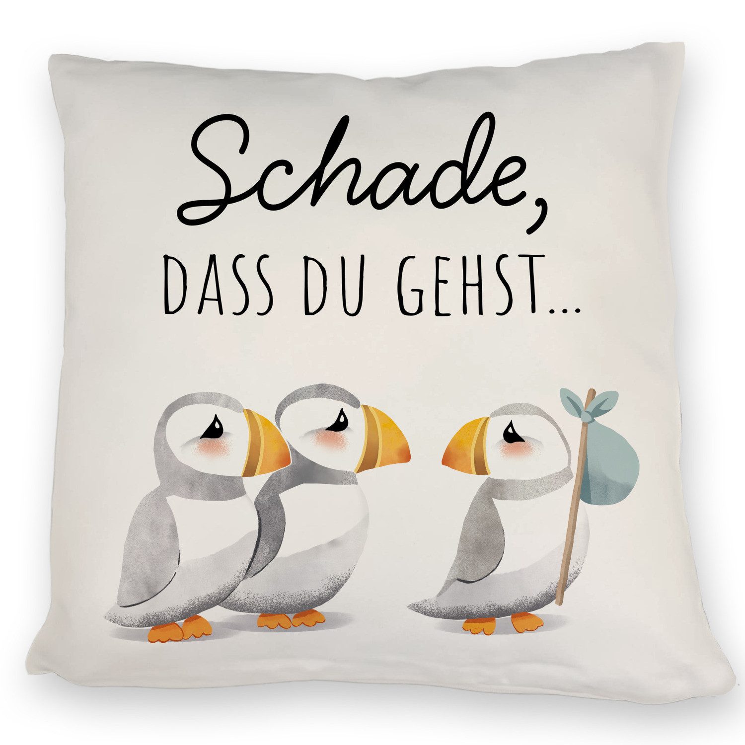 Dekokissen Schade, dass du gehst Papageitaucher Kissen Abschied Kollege