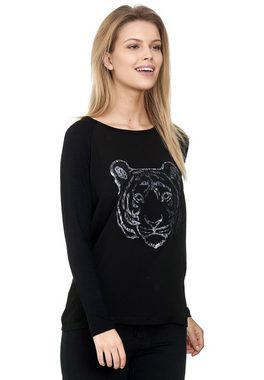 Decay Langarmshirt Longsleeve mit Leoparden - Aufdruck und Leo Flecken