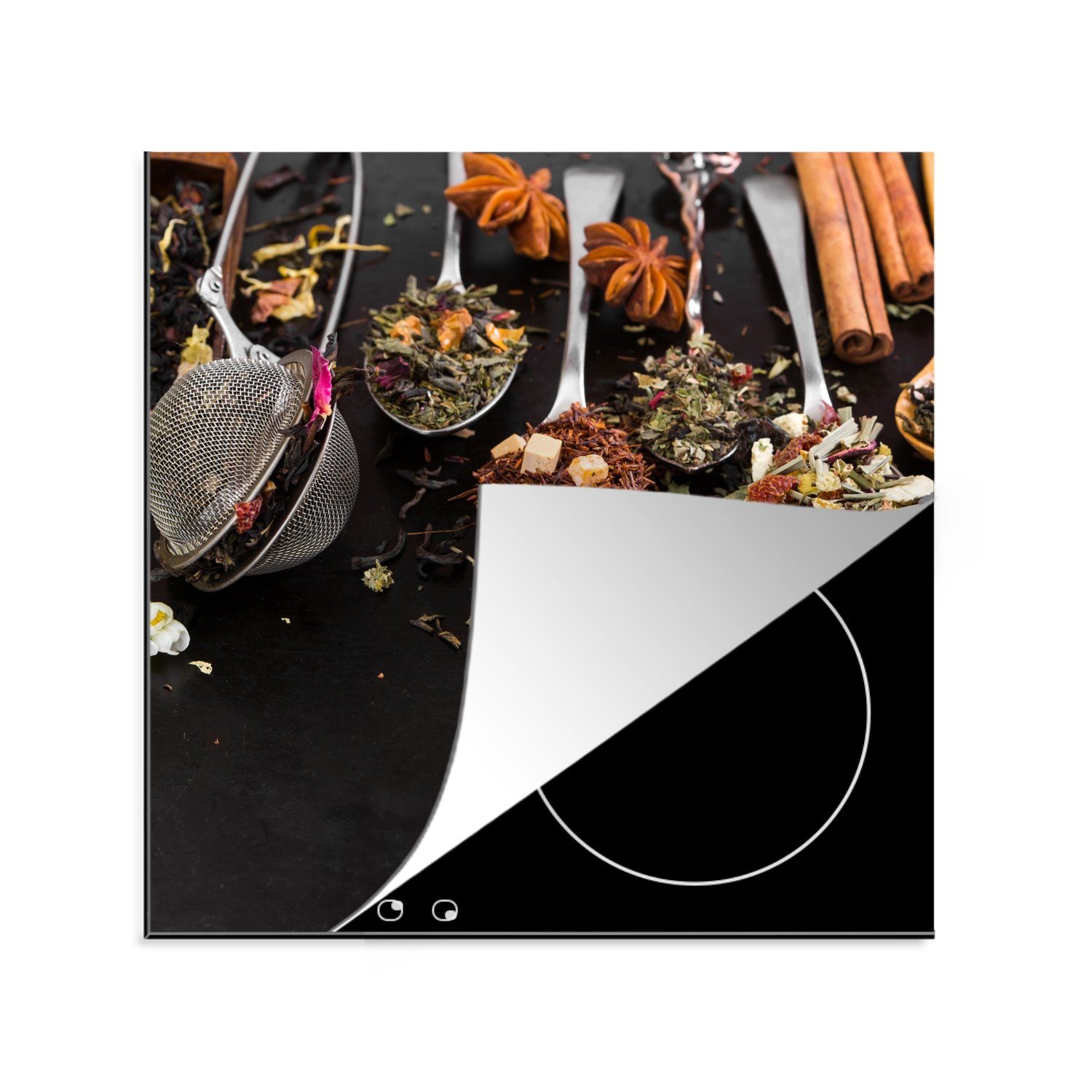 MuchoWow Herdblende-/Abdeckplatte tlg), für Tee küche (1 Vinyl, Kaffee Arbeitsplatte Tee-29-1-1, Ceranfeldabdeckung, 78x78 cm, Hoher