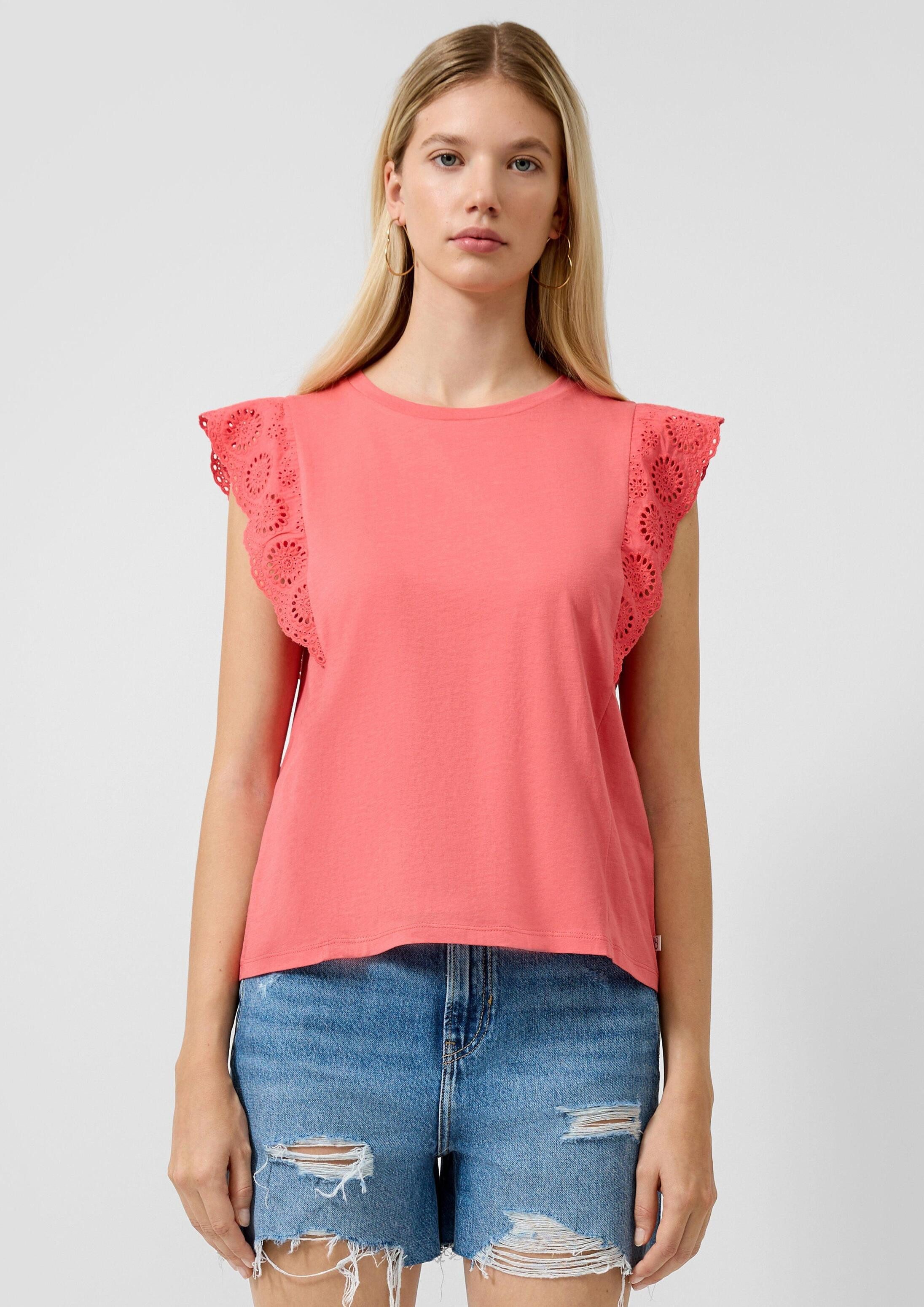 QS Muskelshirt T-Shirt Top mit Broderie Anglaise