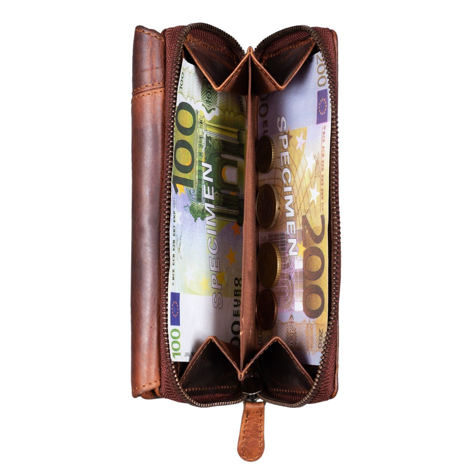 Schutz Geldbörse STILORD Geldbörse Leder kara cognac "Sophia" RFID - Frauen