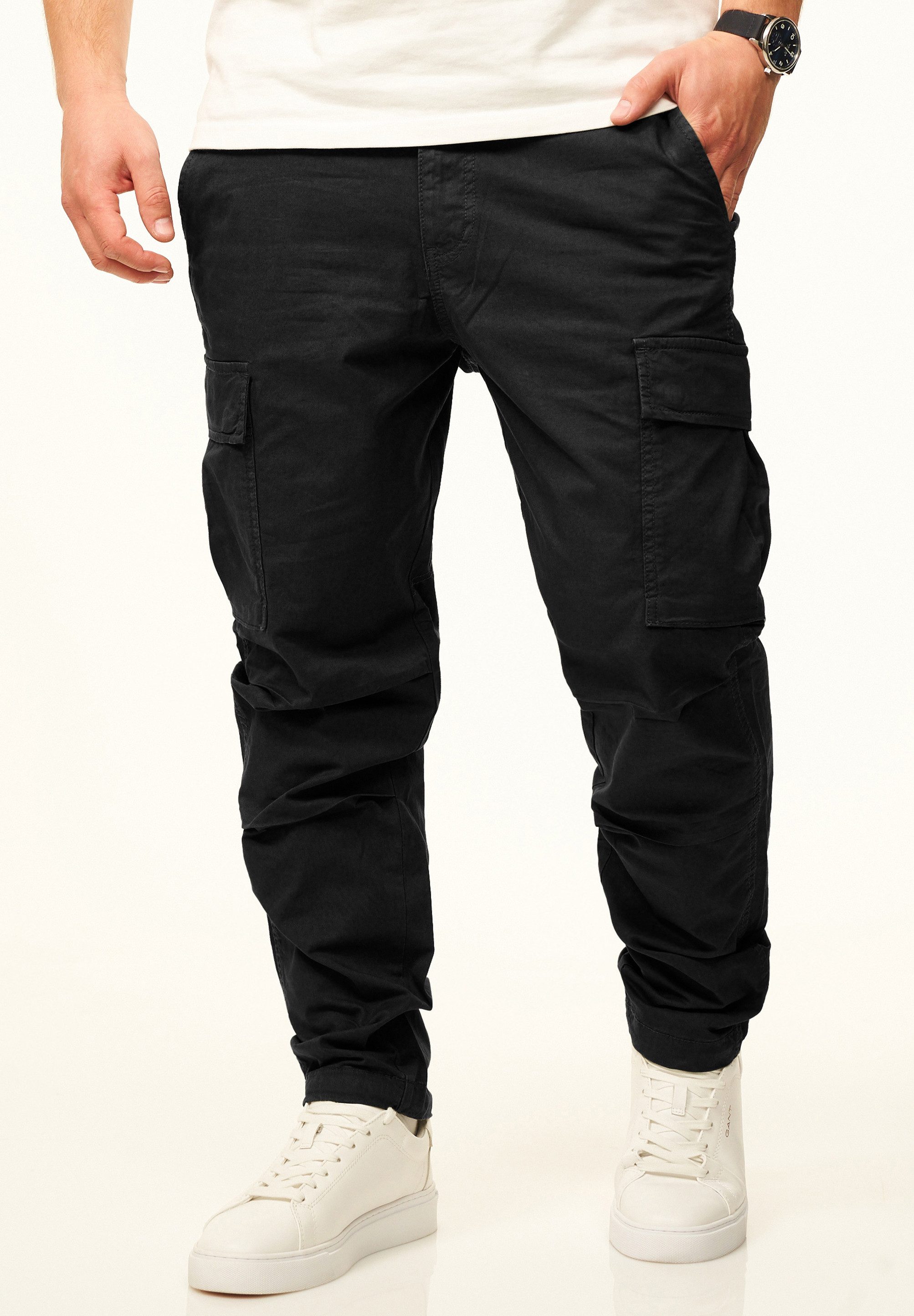 DAILY COTTON Cargohose als Stoffhose mit Stretch im Tapered Fit Chino Cargo Hose mit Gürtelschlaufen für Herren