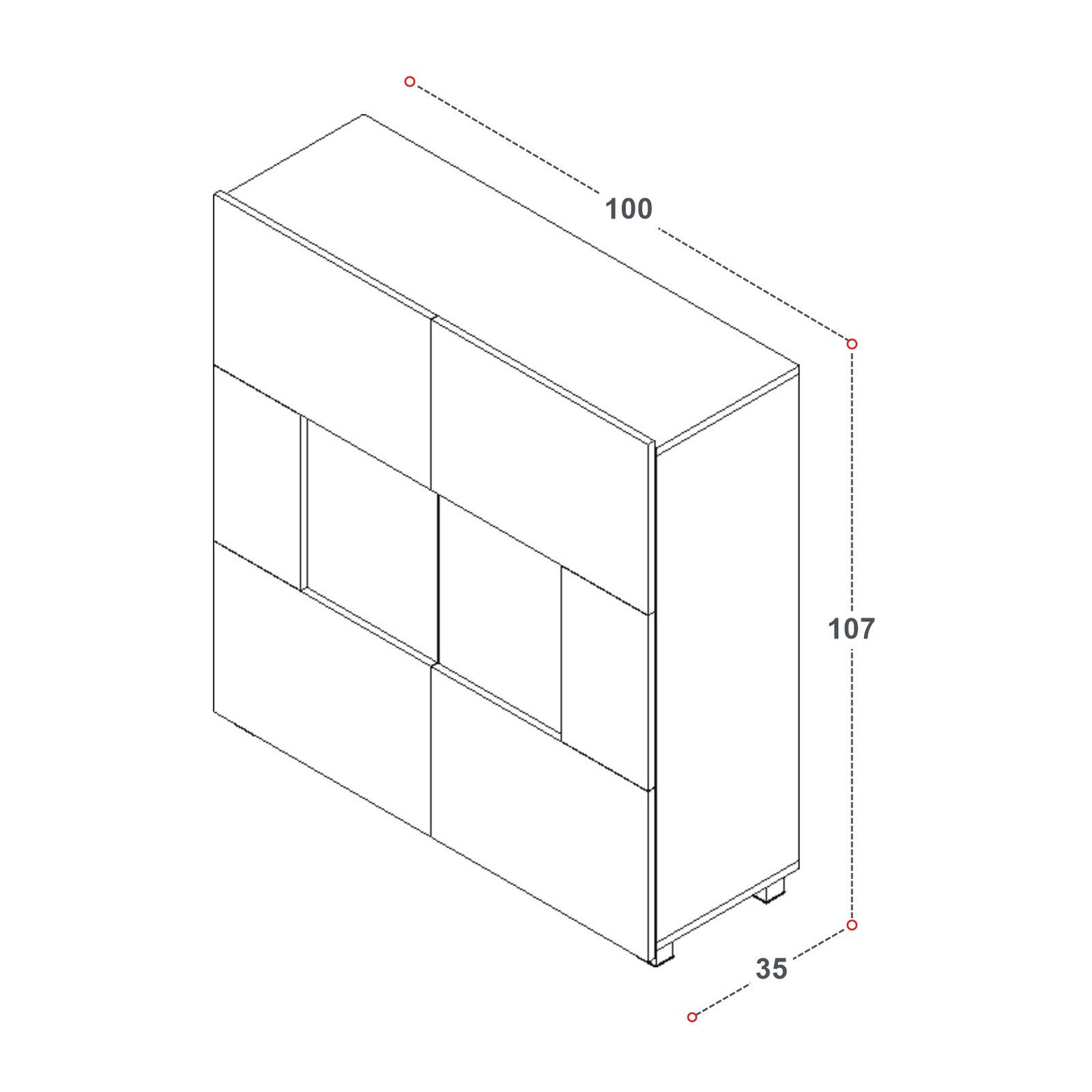 HAUSELEMENT Kommode CALABRINI C-02, Sideboard 100 cm Vitrine LED-Beleuchtung 2 Türen Vitrinenschrank