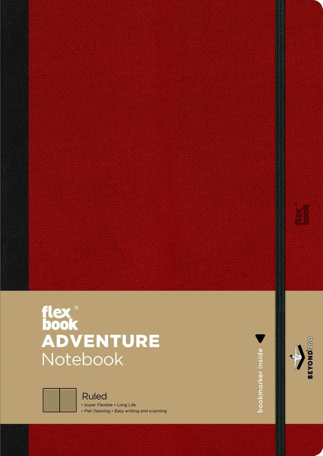 Flexbook Notizbuch Adventure Notizbuch liniert Flexbook Gummizug Kunstleder 5 Farben, 3 Rot 17*24 cm