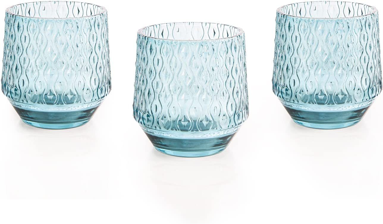 Teelichthalter Teelichtgläser blau 3er Set Windlicht Tischdeko