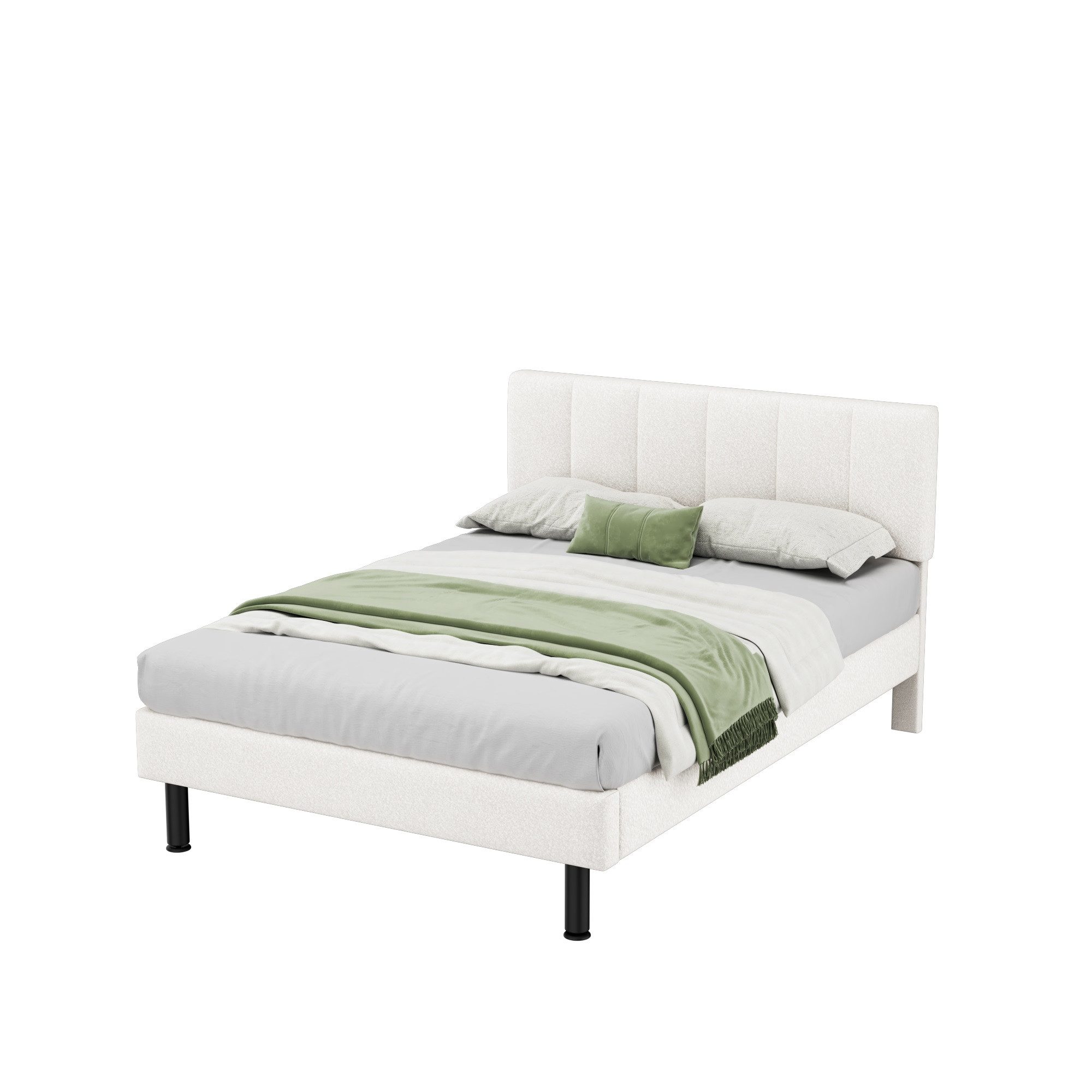 HAUSS SPOLE Polsterbett 140 x 190 cm mit Eisenfüße,Lattenrost, schlicht, Sherpa-Stoff, beige (Eisenfüße,Lattenrost), 140*190cm ohne Matratze