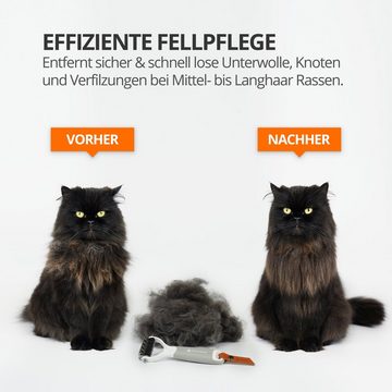 SCHLITZOHR Fellbürste Unterfellbürste Cookie, Edelstahl, Für Hunde, Katzen und Pferde mit mittellangem bis langem Fell