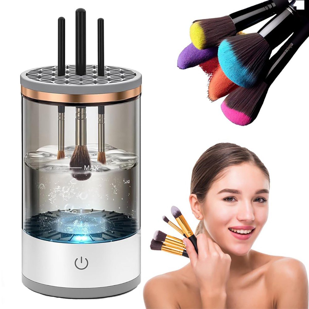 yozhiqu Kosmetikpinsel-Set Elektrischer Make-up Pinselreiniger, automatisch rotierende Reinigung, 1 tlg., Schonende Tiefenreinigung für alle Größen von Schminkpinseln