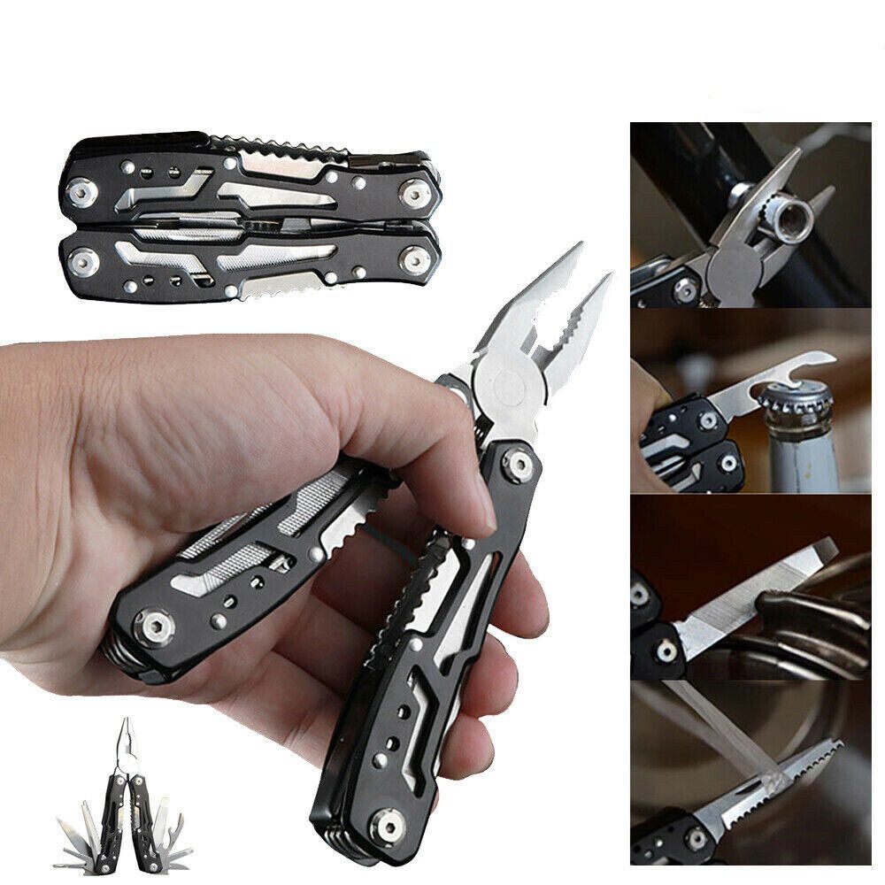 wohnTRAUM24 Multitool Multitool 14-in-1 mit Zange, Messer, Schraubendreher, Flaschenöffner, Multifunktionswerkzeug für Camping, Outdoor, Notfälle
