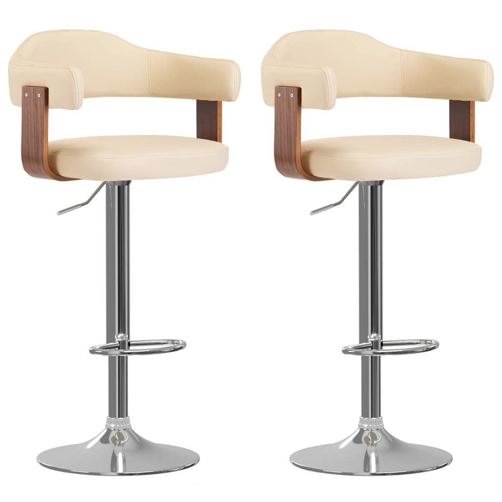 Barhocker Barhocker 2 Stk. Creme Bugholz und Kunstleder