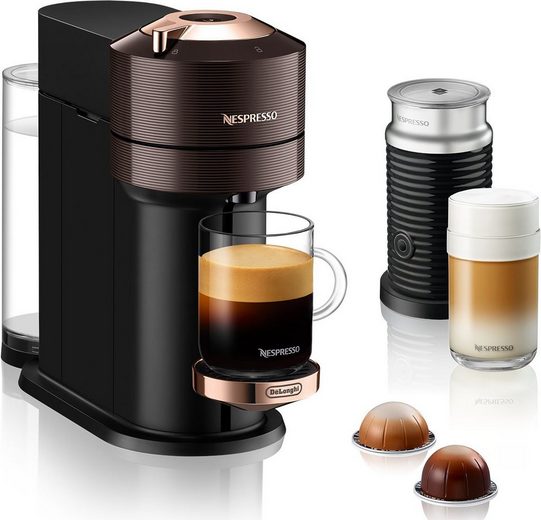 Nespresso Kapselmaschine Vertuo Next Premium ENV 120.BWAE von DeLonghi, Rich Brown, 54% aus recyceltem Material, inkl. Willkommenspaket mit 12 Kapseln