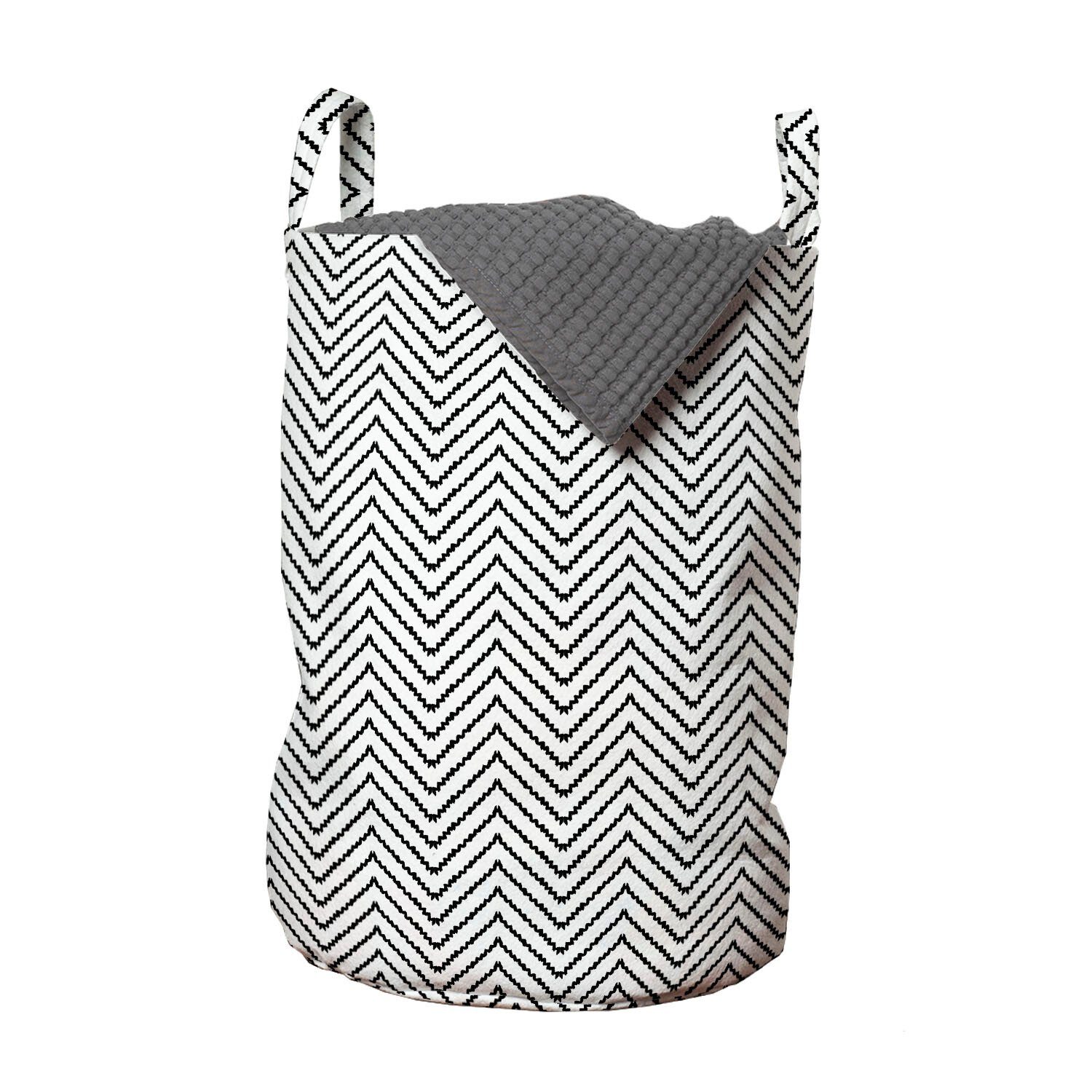 Abakuhaus Wäschesäckchen Wäschekorb mit Griffen Kordelzugverschluss für Waschsalons, Modern Zig Zag Dreieck Print