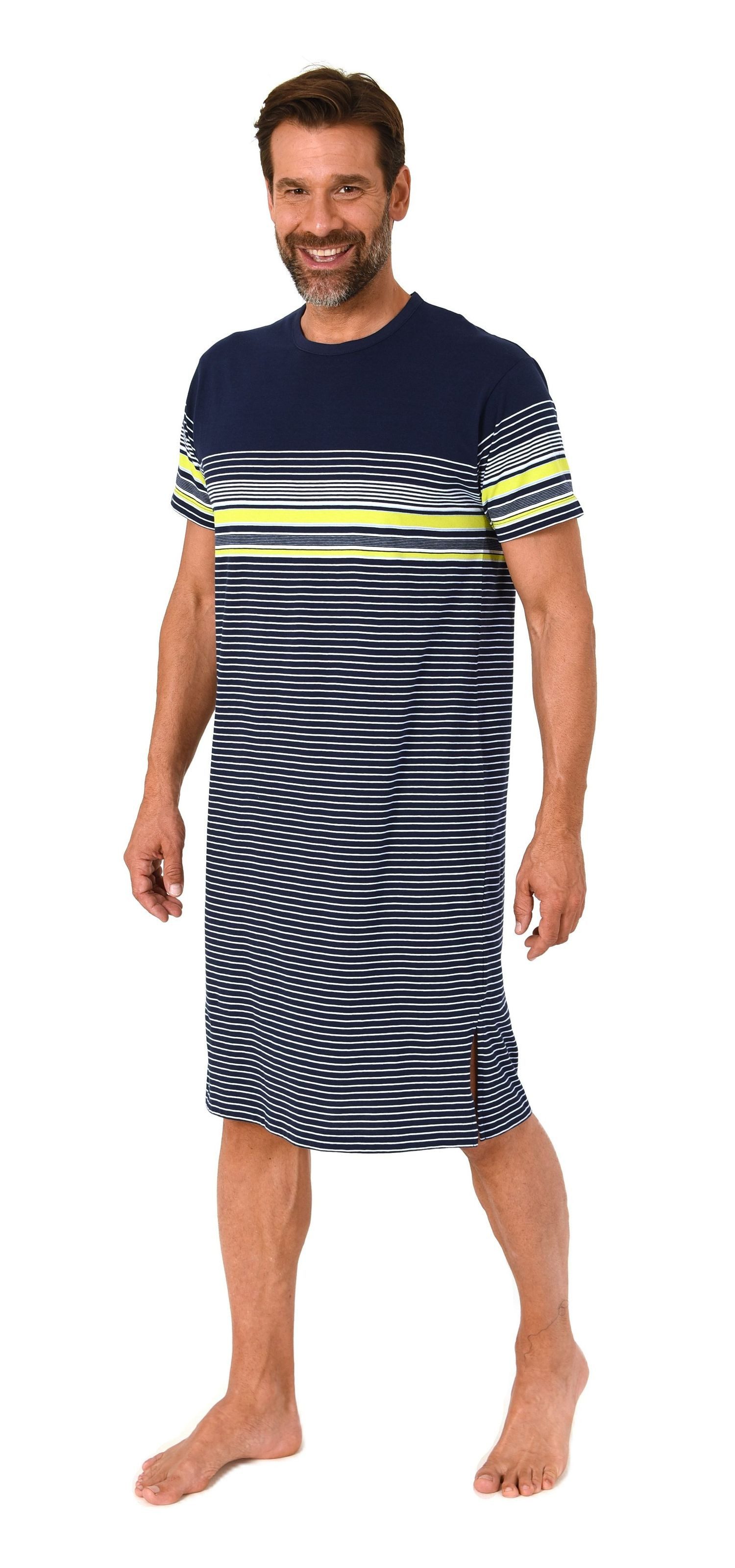 Normann Pyjama Normann Herren kurzarm Nachthemd in Streifenoptik - auch in günstig online kaufen