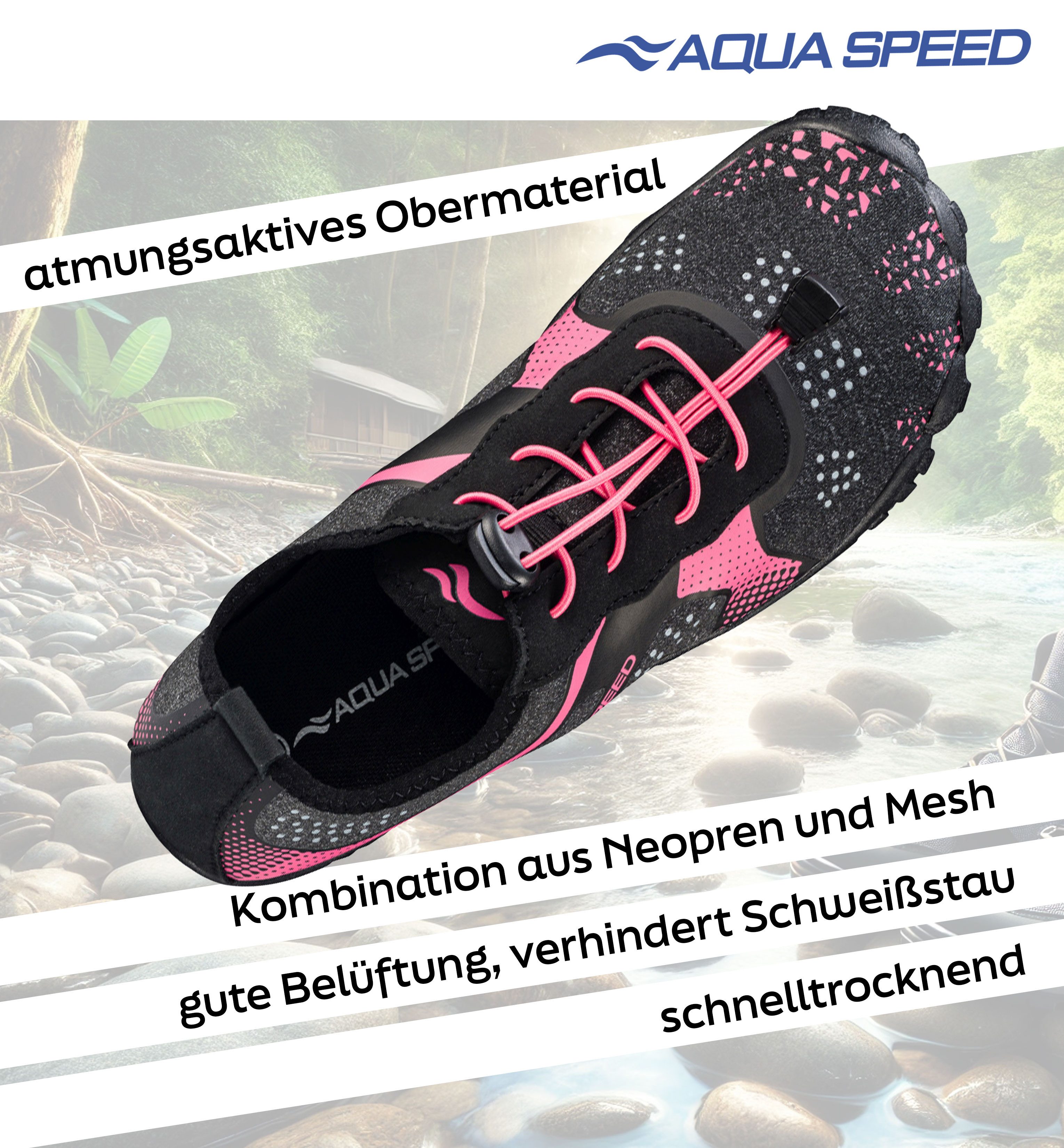 Aqua Speed Nautilus Schwimmschuhe Gr. 39 – Rosa + Handtuch im Set Wasserschuh (Wasserschuhe für Garten, Steg & Strand – praktisch & stabil) Lässt sich einfach reinigen – ausspülen, trocknen, fertig
