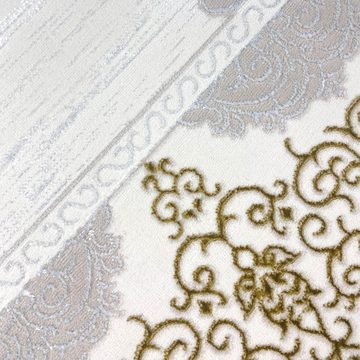 Teppich Orientalischer Designerteppich mit Ornament in weiß gold grau, Teppich-Traum, rechteckig, Höhe: 8 mm