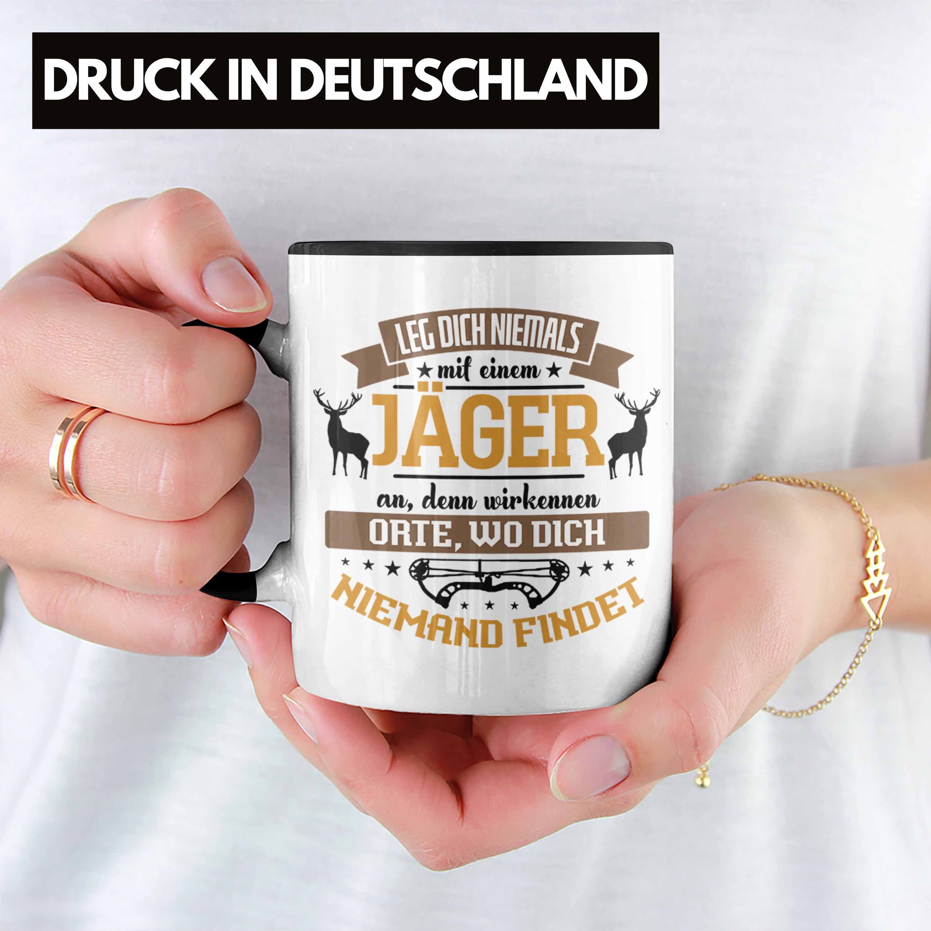 Niemals Jäger Hochsitz! für Mit Tasse Jäger Geschenk Schwarz Lustiges Tasse Dich Leg Trendation