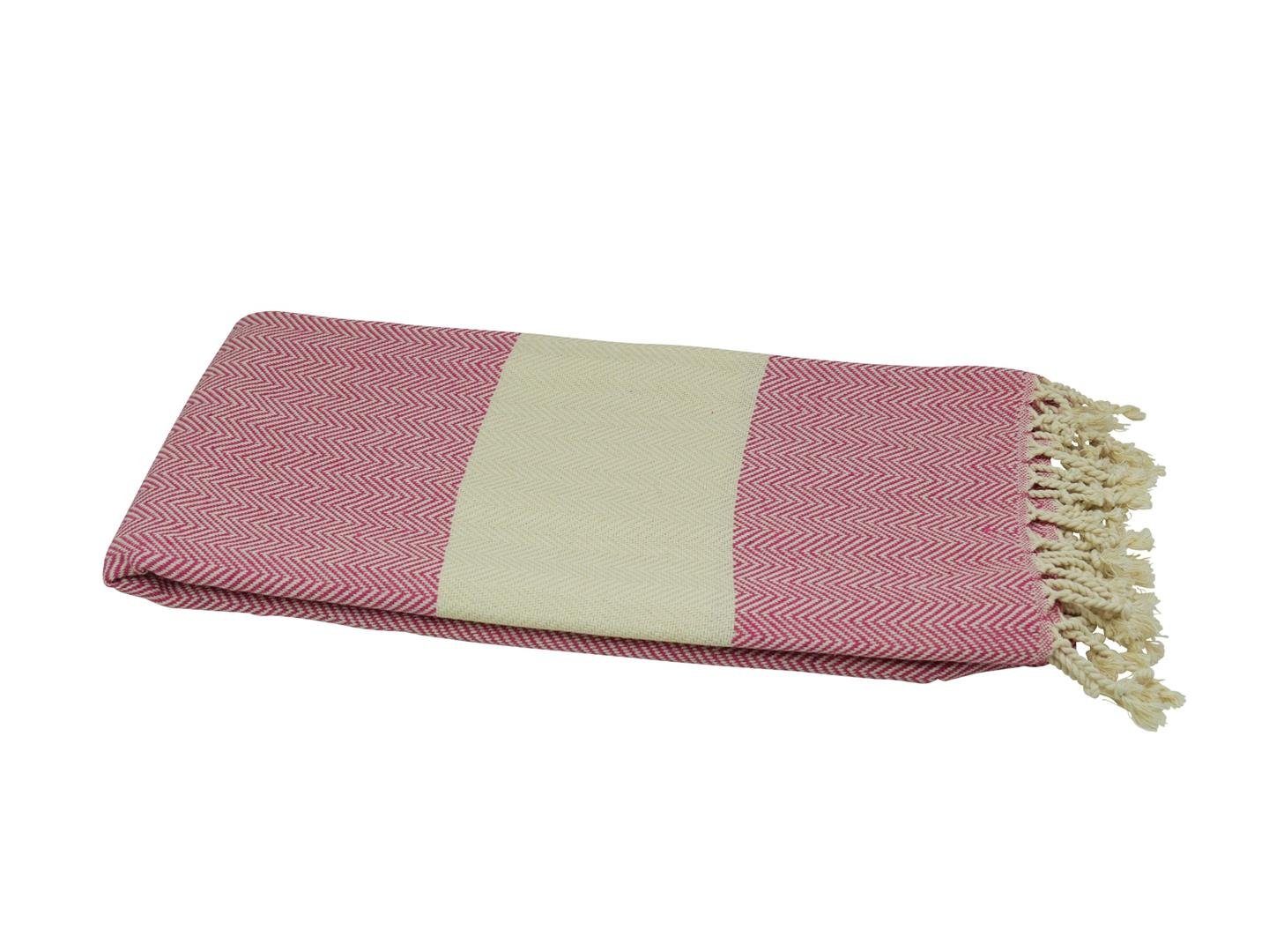 Hamamtuch und Hamamtücher saugstark (1-St), stilvoll Zickzack, my Hamam Baumwolle naturbeige pink