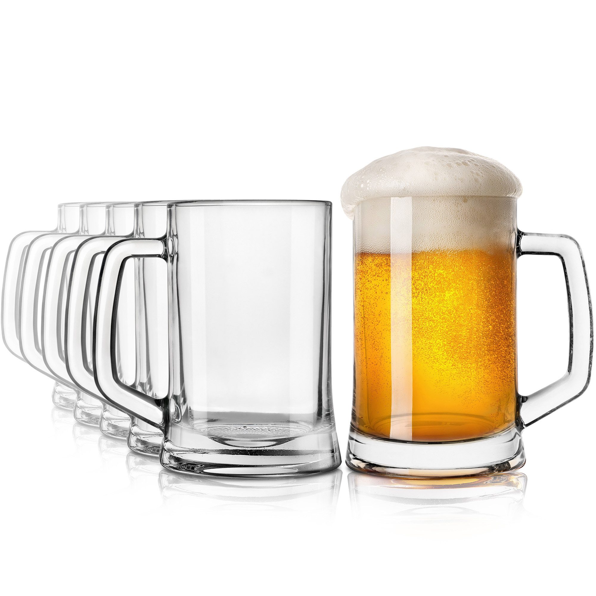 KONZEPT Bierkrug 0,5 liter, Biergläser mit Henkel, 6-tlg., Perfekt für Zuhause, Restaurants und Biergärten, spülmaschinenfest